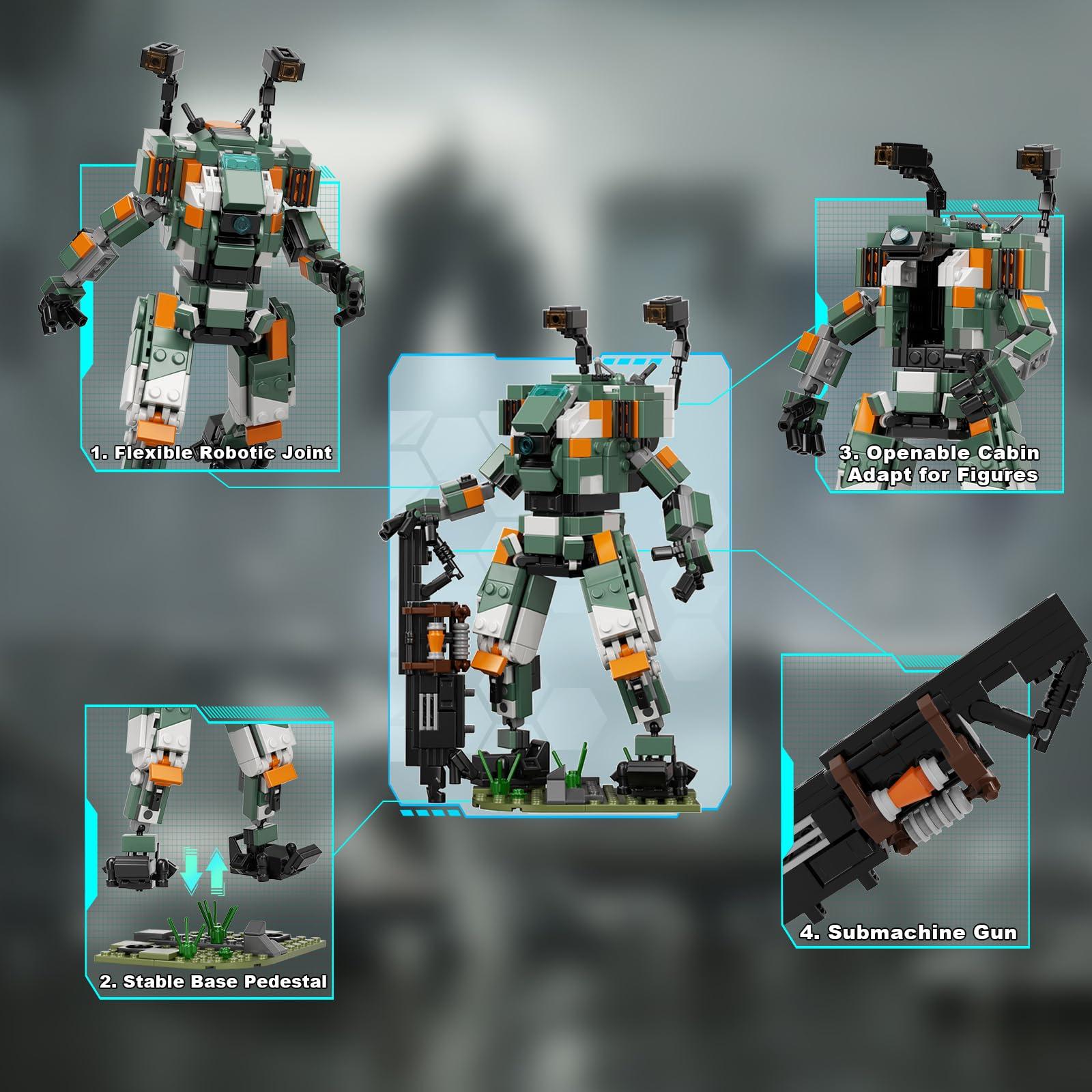 Aundblock Aundblock BT-7274 Titan Mecha Robot Building Kit, Vanguard-Class Game Mech Action Figure Cool Robots Toys, with Stable Pedestal, Suitable for Fans Boys Kids Birthday Christmas (528 PCS)