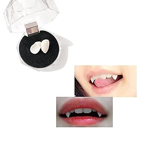 Setaria Viridis Setaria Viridis Vampire Teeth Vampire Fangs Cosplay for Costume Prop Party Favors Decoration 4 Pairs with Adhesive (White)