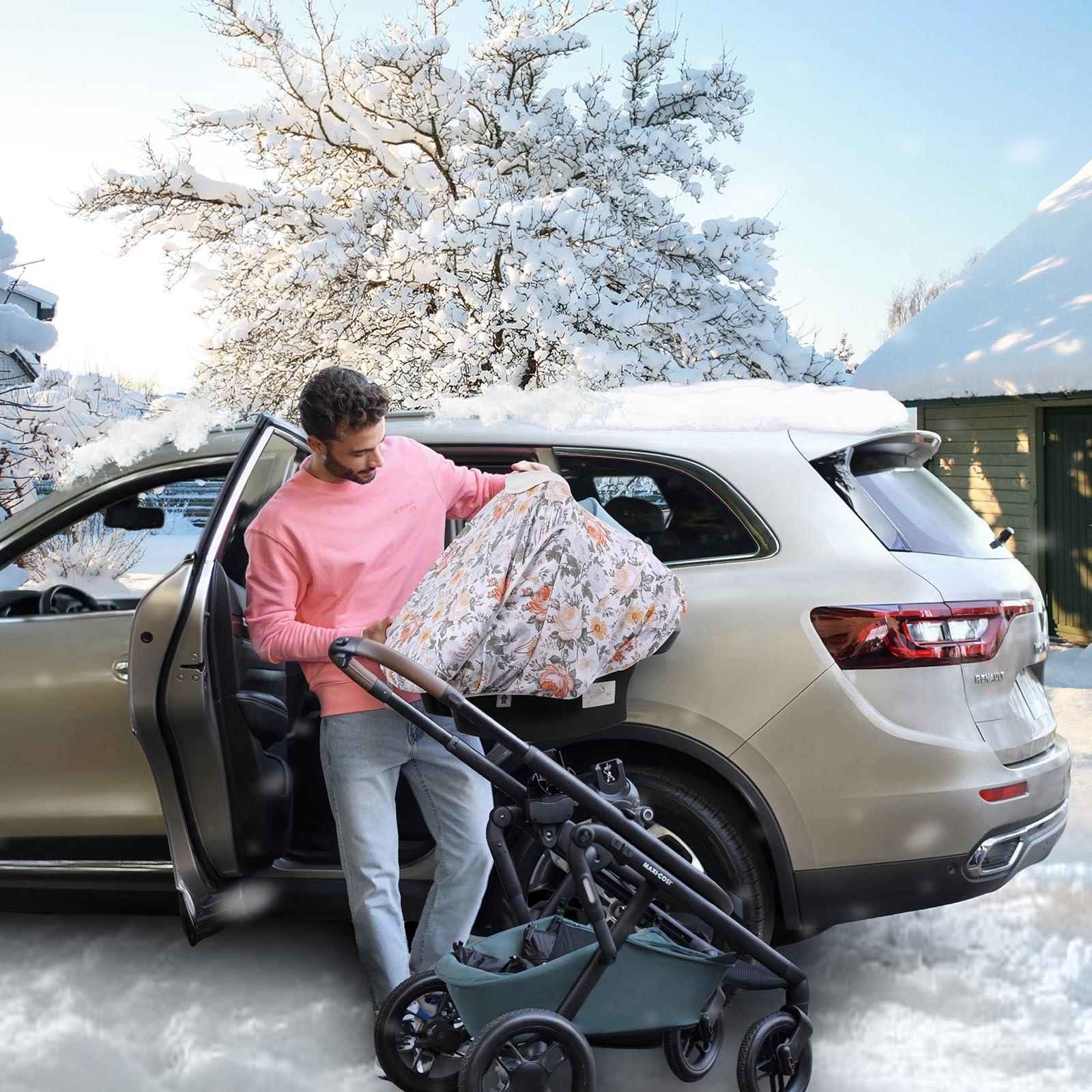 Metplus Metplus 2-in-1 Cozy Baby Car Seat Cover with Fleece Lining - Adjustable Breathable Mesh Window & Pocket, Kick-Proof - Universal Fit for Boys & Girls - Ideal for Cooler Seasons