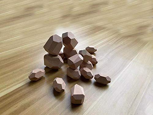 Gupgi Gupgi Wooden Building Blocks Set Lightweight Natural Balancing Blocks Colored Wooden Stones Stacking Game Rock Blocks Educational Puzzle Toy (16pcs, Wood Color)