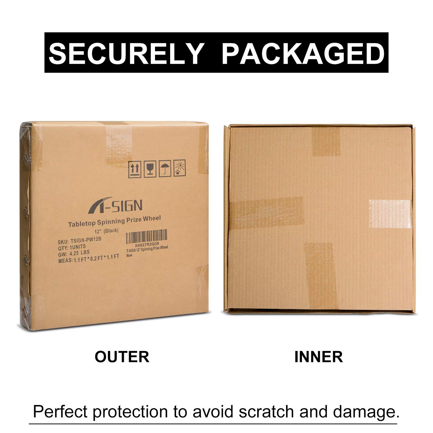 T-SIGN Spinning Wheel for Prizes, 10 Slots Color Prize Wheel with Eraser, 12 Inch Spin Wheel with Stand, Roulette Wheel for Tabletop - Wheel of Fortune Wheel Spinner for Carnival, Game Casino and Trade Show