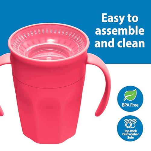 Dr. Brown\'s Dr. Brown's Milestones Cheers 360 Cup Spoutless Transition Handles for Easy Grip & Leak-Freere Training Toddlers Babies, Leak-Free Sippy Cup, Blue/Aqua