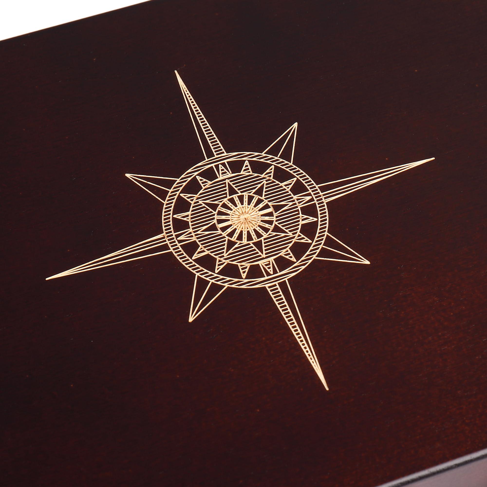 STERLING STERLING Games 12 Number Shut The Box Wooden Box Travel Case Nautical Theme Family Dice Game for Kids and Adults