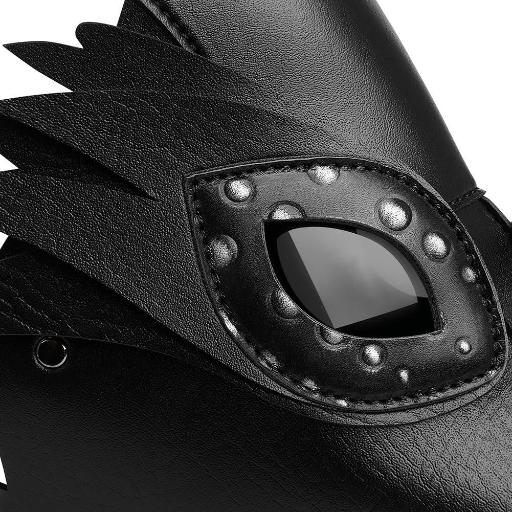 Cielasis PU Leather Plague Doctor Mask, Halloween Costume Bird Death Mask,Retro Leather Steampunk Halloween Costume Long Nose Bird Beak Cosplay Props for Mardi Gras, Masquerade Party, Christmas,Punk party