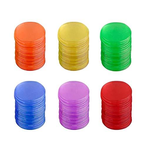 Toyvian Toyvian Colorful Transparent Counters Bingo Counting Bingo Chips Plastic Markers Bingo Game Cards for Kids 120 Pieces