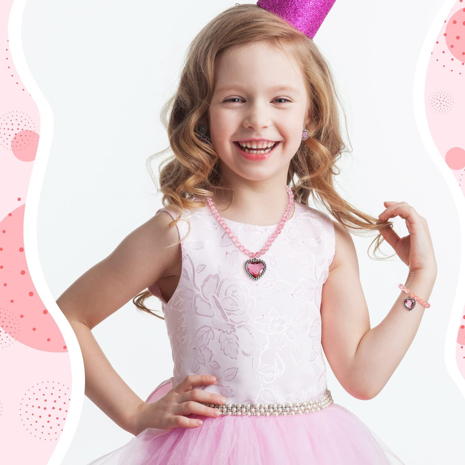 Henoyso Henoyso 6 Set Princess Jewelry Dress Up Jewelry Princess Pretend Toy Jewelry Set with Necklace Bracelet Rings Earrings Princess Costume Jewelry Beaded Toy Necklace for Party Favors Costume (Colorful)