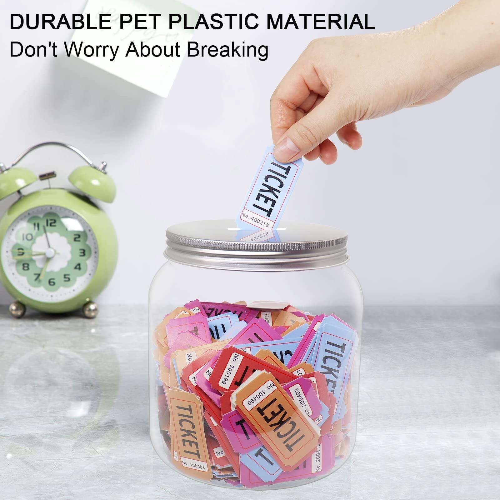 Mczxon Mczxon Large Coin Jar Bank, Big Clear Plastic Coin Money Tip Change Saving Piggy Jar with Silver Slotted Lid, Large Plastic Coins Piggy Money Change Clear Bank Jar for Adults Teens Kids Girls Boys