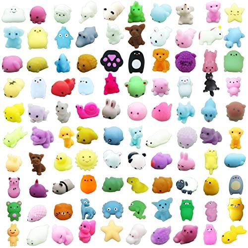 Nasdict 100 Pcs Mochi Toy, Random Squishy Fidget Toys, Soft Cute Animal Stress Relief Squishies Toys for Kids Party Favors, Classroom Prizes, Easter Basket Goodie Bag Stuffers, Christmas, Birthday Gifts