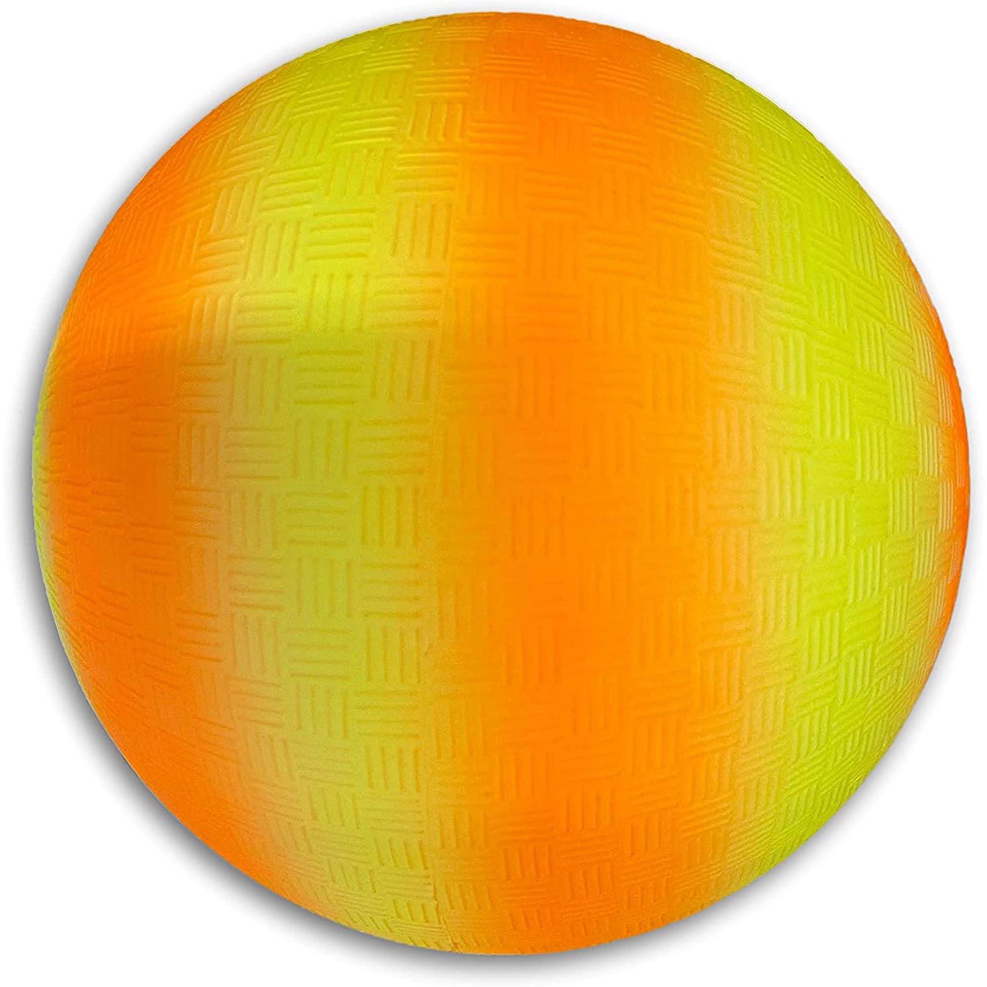 Toys+ Toys+ 8.5 Inch Playground Balls Red, Blue, Green, Yellow and Rainbow! (1 Ball, Orange Strip)
