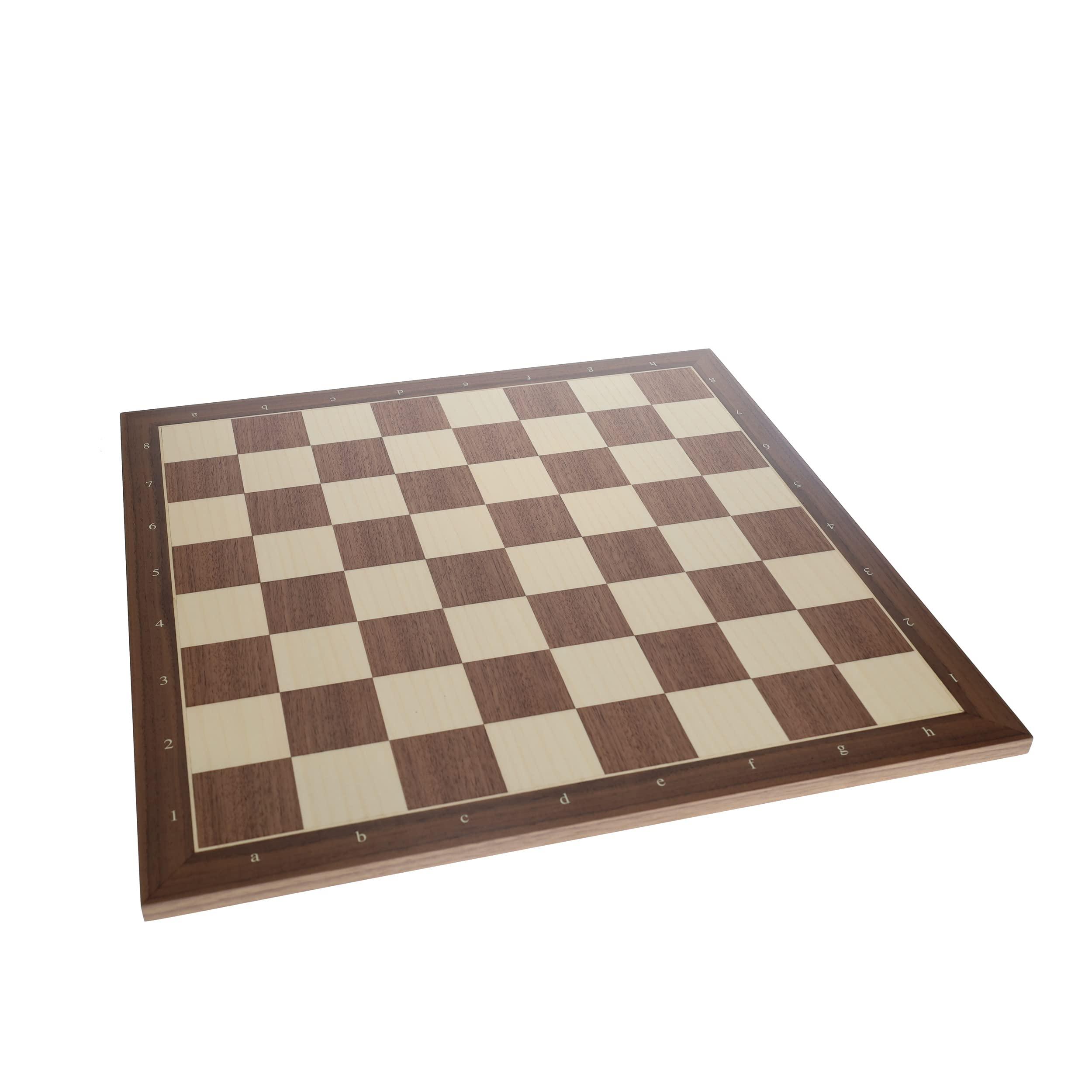 WE Games WE Games Walnut and Sycamore Wooden Chess Board Only 21.25 Inches, Large Chess Board for Adults, Luxury Chessboard with 2.38 Inch Squares, Algebraic Notation