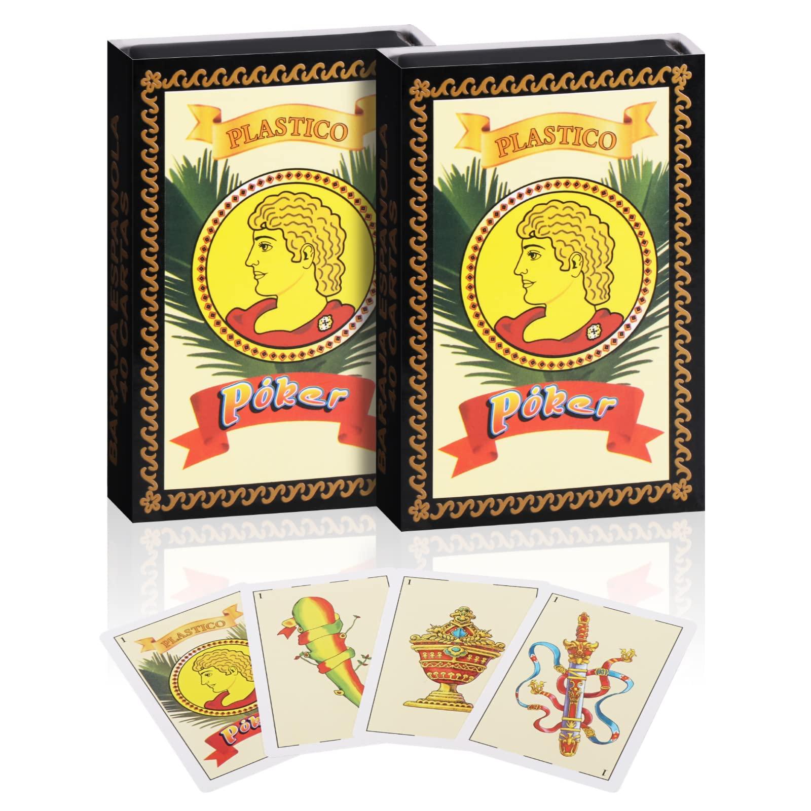 CDBXRA 2 Decks Spanish Playing Cards Cartas Espaolas, Baraja Espaola, Briscas Cards Puerto Rico, Mexican Playing Cards, Plastico Spanish Cards, Barajas Espanolas Plasticas(with Playing Card Boxes)