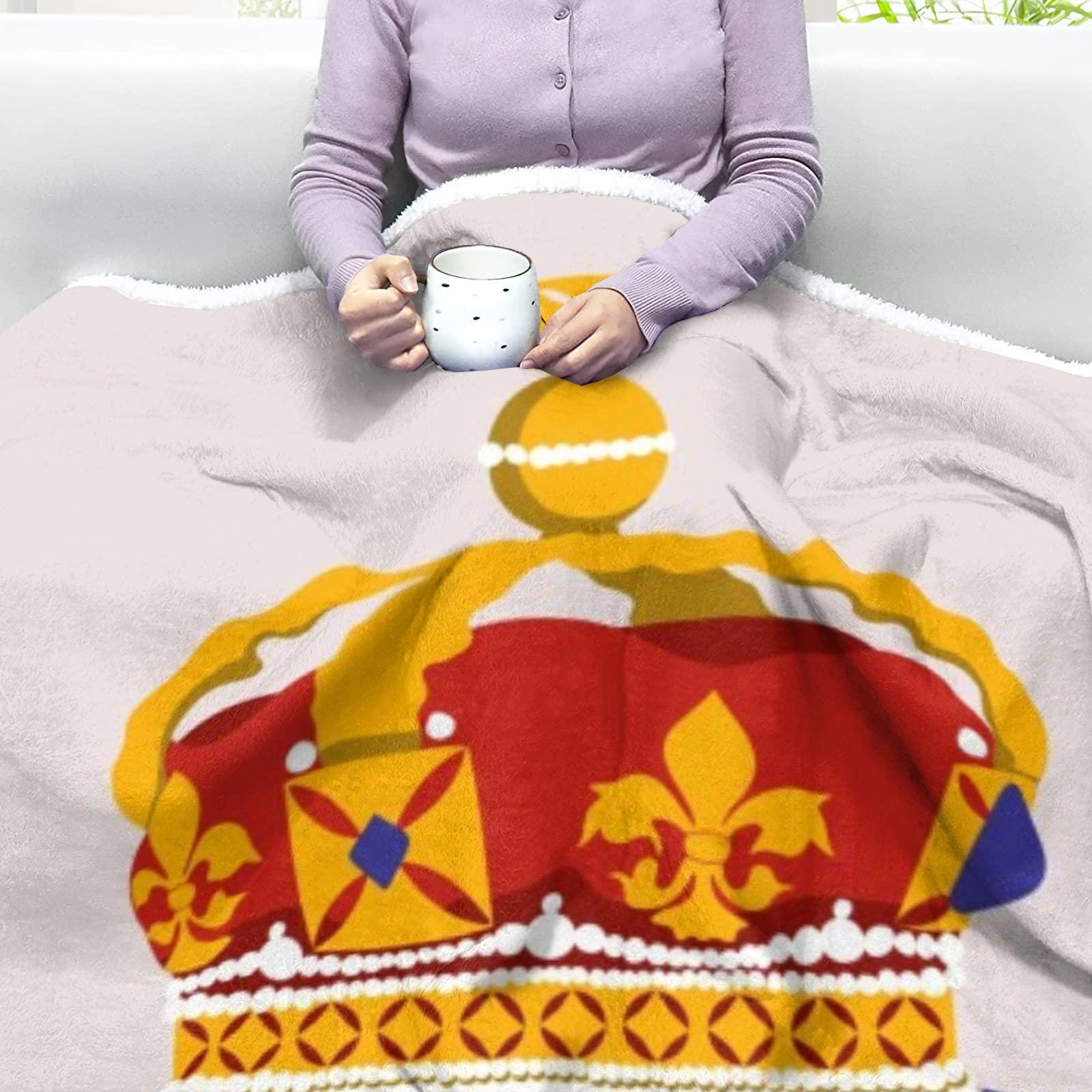 NZOOHY Golden King Crown Personalized Sherpa Baby Blankets for Boys Girls,Soft Newborn Naps Custom Name Blanket for Shower Gift 50x60 in