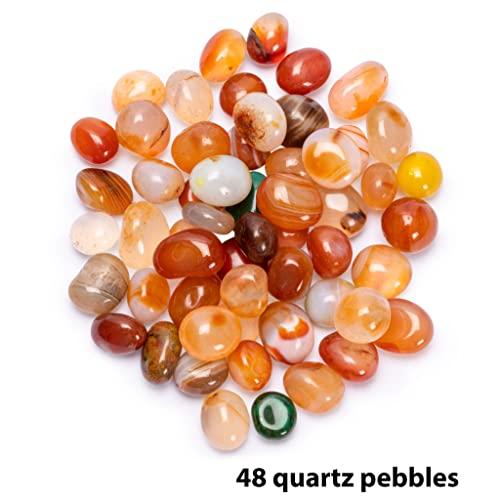 Yellow Mountain Imports Yellow Mountain Imports Mancala Set with 17.3-Inch Solid Wood Board and Quartz Pebble Playing Pieces