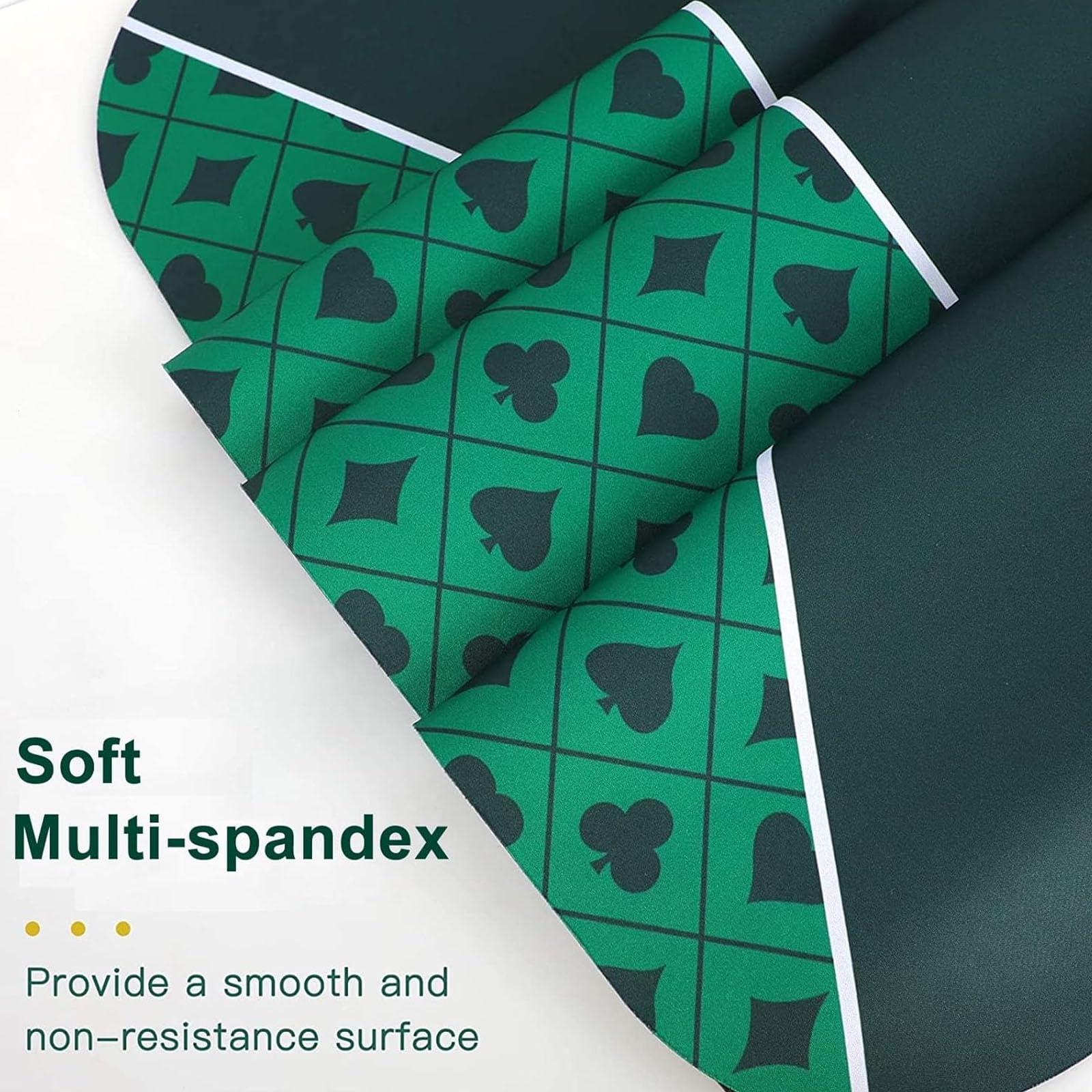 NVYAZJ NVYAZJ Portable Pokers Tablecloth, 10 Player Poker Mat with Rubber Non Slip Foldable Washable 70.9x35.4inch, Poker Felt Table Cover for Poker Games, Blackjack, Casino Green