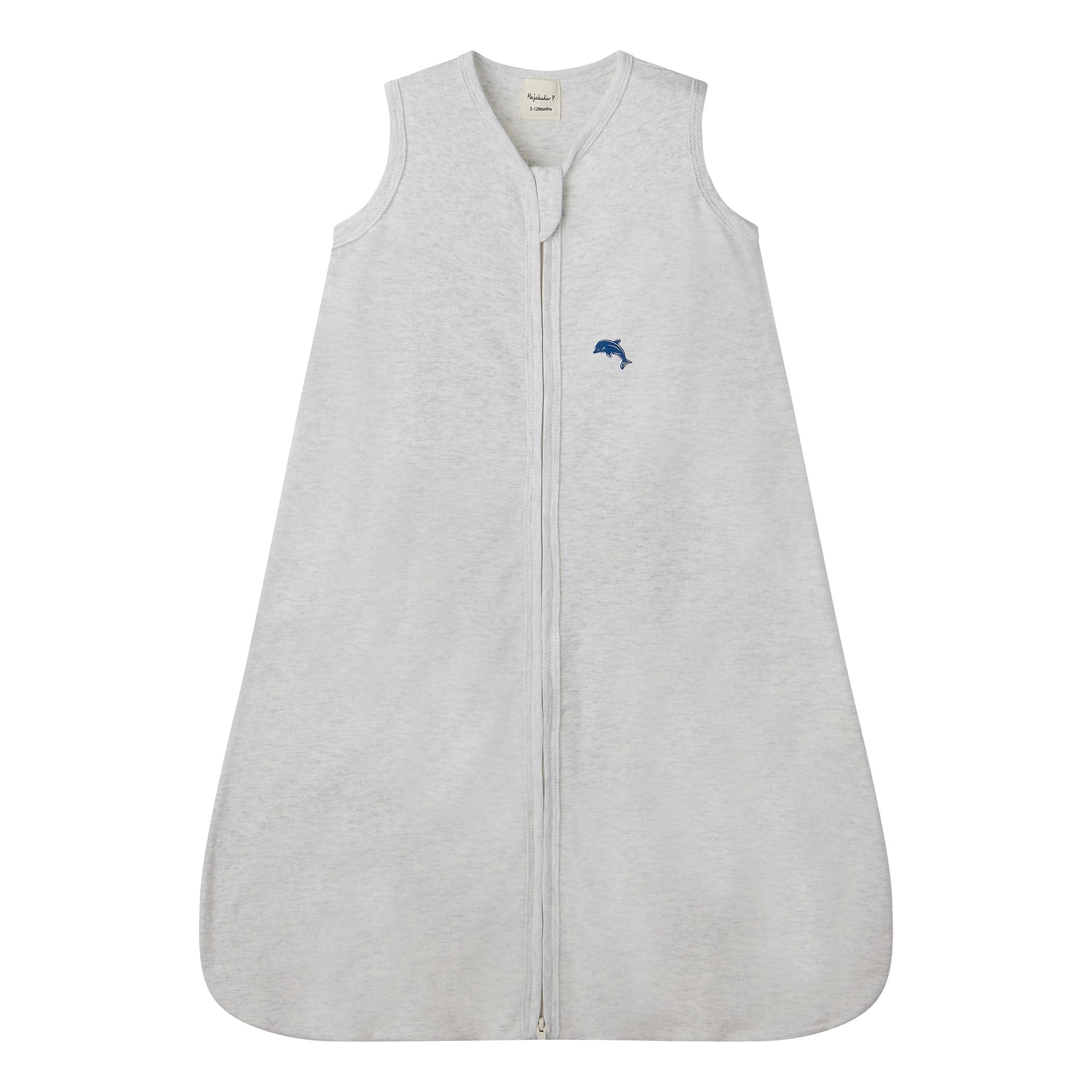 HAJAKADAS-Y HAJAKADAS-Y Baby Sleeping Sack Unisex Baby Wearable Blanket,Sleeveless Sleep Sack with 100% Cotton 2-way zipper 0.5 TOG (Grey,18-24 Months)