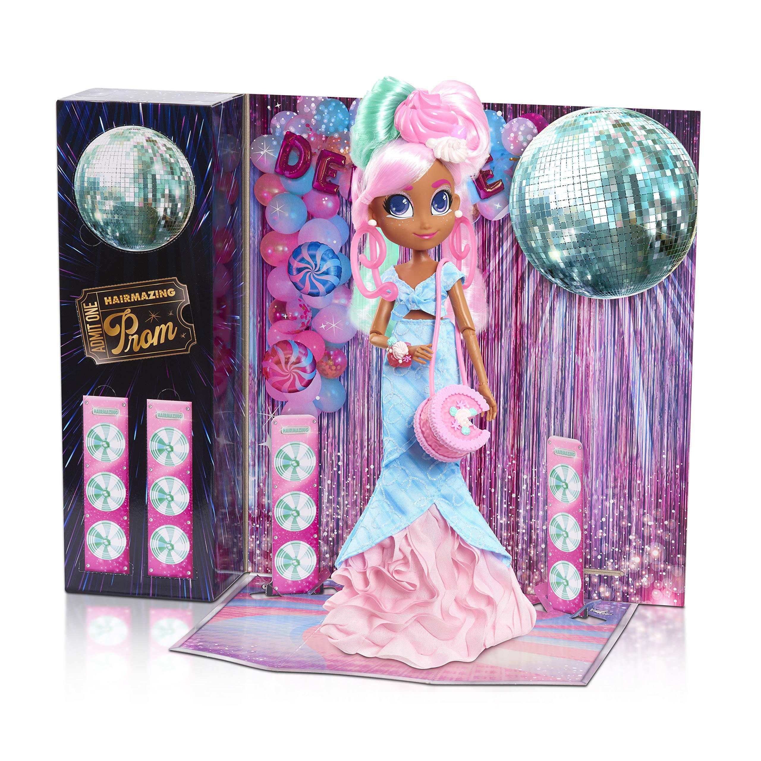 Just Play Hairdorables Hairmazing Prom Perfect Fashion Dolls, Dee Dee, Pink and Green Hair, Kids Toys for Ages 3 Up by Just Play