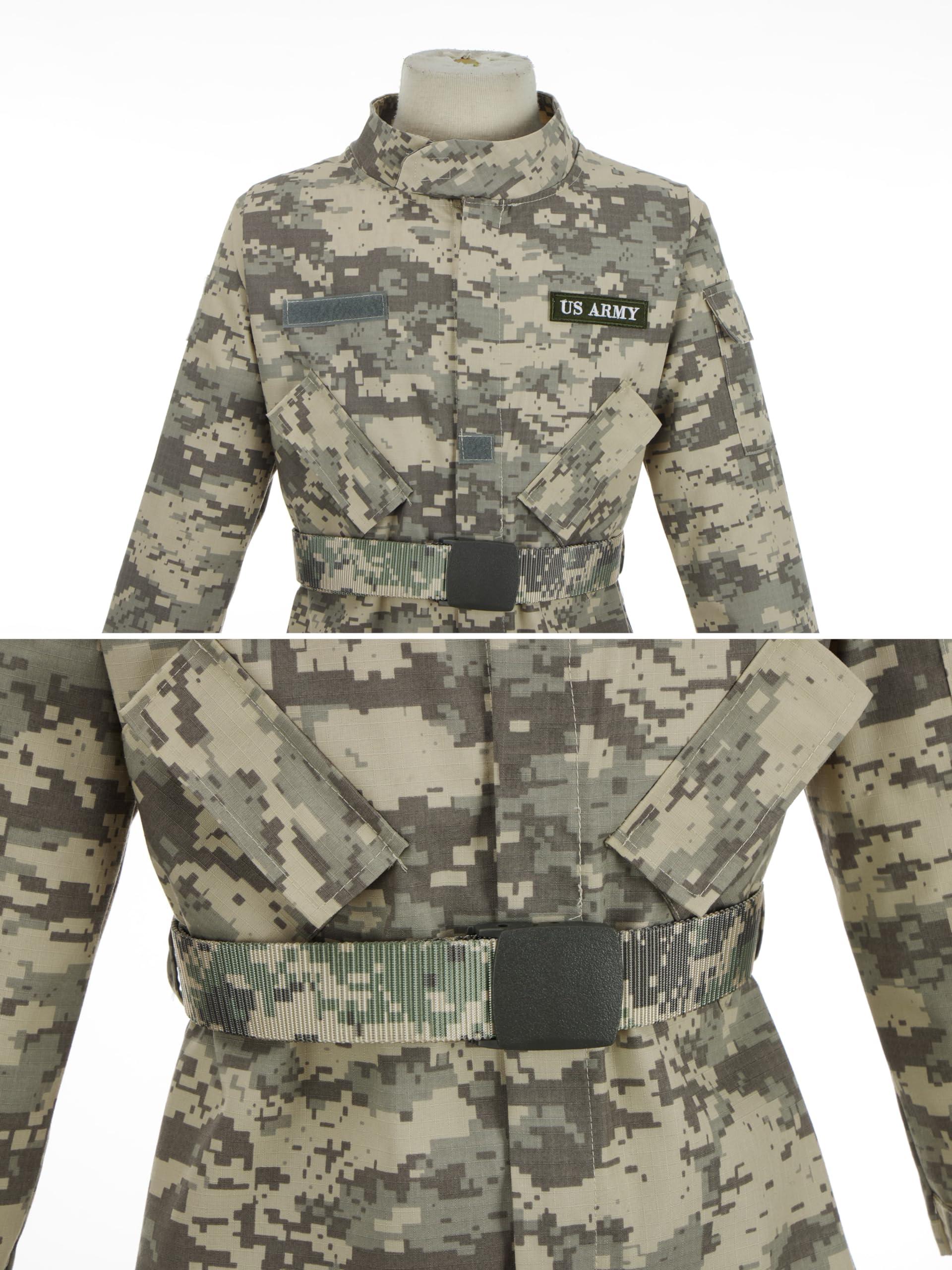 Kosgraiy Kosgraiy Kid Army Costume,Kid Deluxe Soldier Costume,Military Costume Boy and Girl,Army Camouflage Uniform for Kid,L/8-10Years