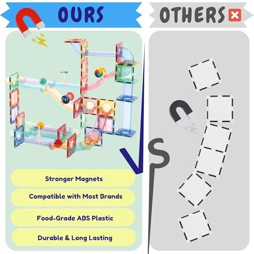 GG TOYS GG TOYS Magnetic Marble Run  208 PCS Magnetic Tiles & Construction Blocks Set  STEM Building Toys for Boys & Girls Ages 3-9  3D Educational Marble Race Game  Gift for Birthdays & Classrooms