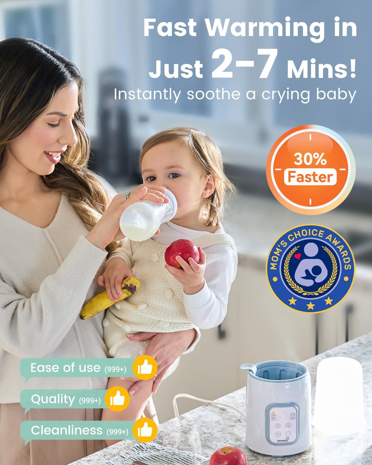 GROWNSY GROWNSY Bottle Warmer, 8-in-1 Fast Baby Milk Warmer with Timer for Breastmilk or Formula, Accurate Temperature Control, Multifunctional Baby Bottle Warmers for All Bottles- Blue