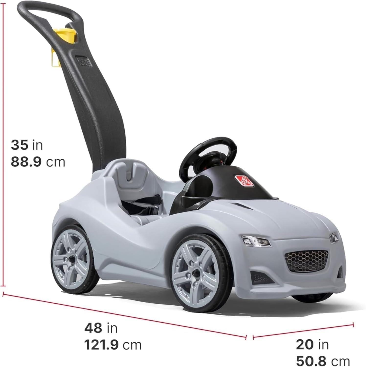 Step2 Step2 Whisper Ride Cruiser Kids Push Car, Ride On Toy, Stroller Substitute, Includes Seat Belt & Horn, Made of Durable Plastic, Max Weight 50 lbs., For Toddlers 1.5-4 Years Old, Gray