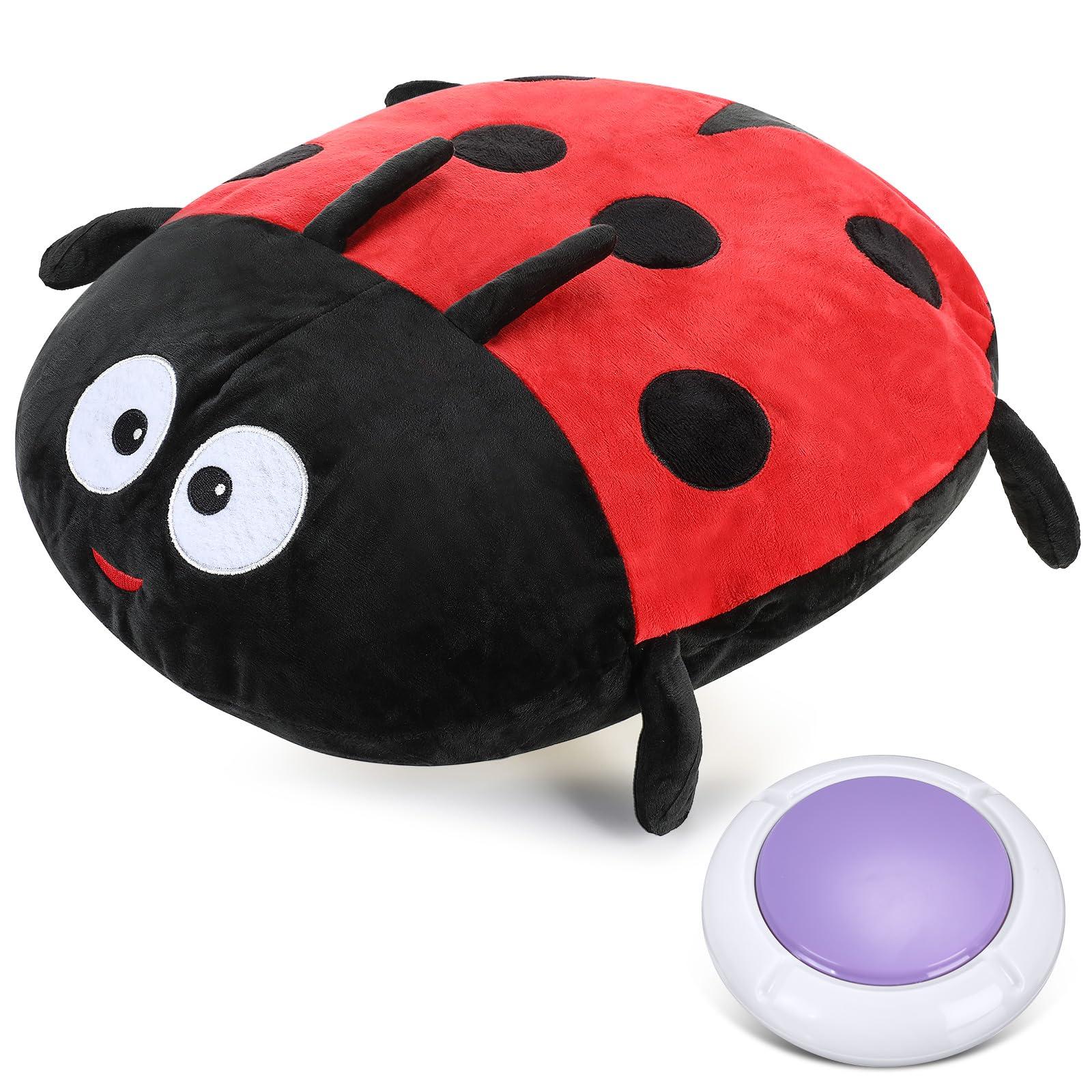 Kigley Kigley 1 Pack Sensory Vibrating Pillow for Autistic Kids Model Pressure Activated Pillows for Kids and Adults Soft Textured Therapy Stimulation Vibrating Pillow for Gift Autistic Children(Ladybug)
