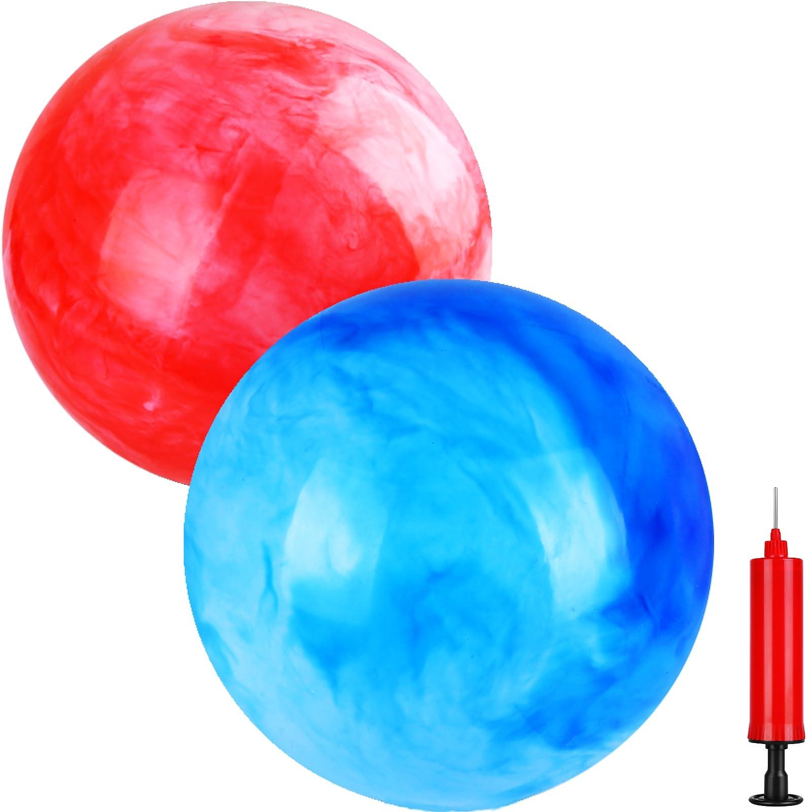 GCQJOQ GCQJOQ 2 Pcs Balls for Kids, Large Sized Marbleized Bouncy Balls Beach Ball Playground Sensory Balls - 18 inch