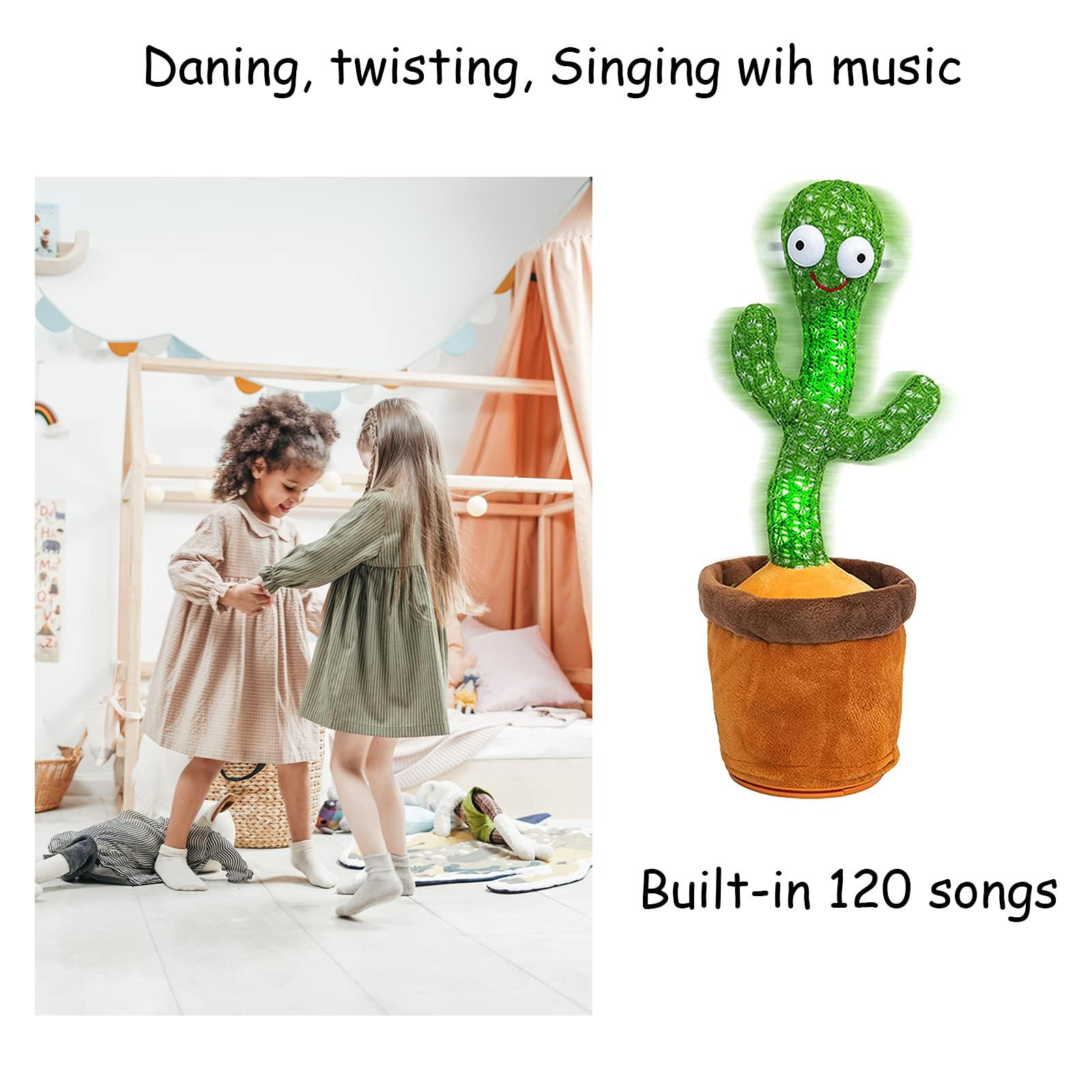 MidnightSinging 2023 Dancing Cactus Toy Bluetooth [Play Your Songs] Record Repeating What You Say, Rechargeable Singing Talking Cactus Toy Gifts for Baby Boys and Girls