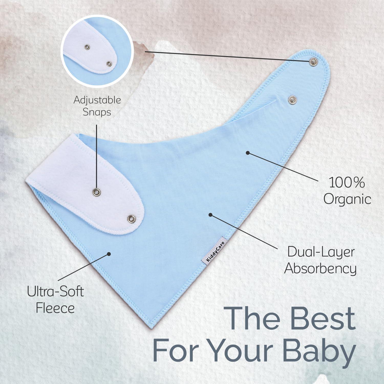 KiddyCare KiddyCare Baby Bibs for Drooling and Teething Baby Girls/boys | Bandana Bibs for Eating, Washable Bibs for Newborn Babies | Organic Cotton Bibs for Infants, Feeding Bibs Waterproof 8|Pack