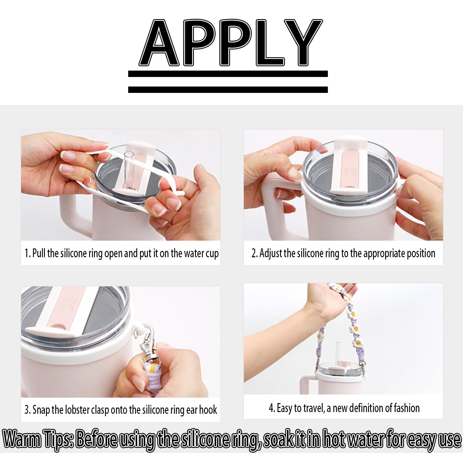 BROKANER Custom Name Letter Cup Holder with Strap - Personalized Cup Carrier Silicone Water Bottle with Strap for 16-40oz Bottles