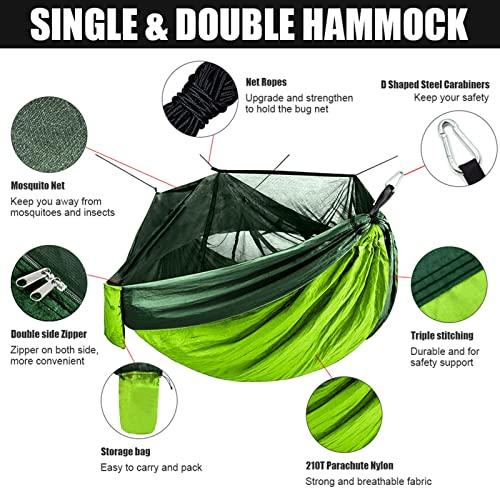 WAOCEO Swings Seats Portable Camping Parachute Hammock with Net, Outdoor Travel Hammock, Leisure Sleeping Net Play Set Swings (Color : Green)