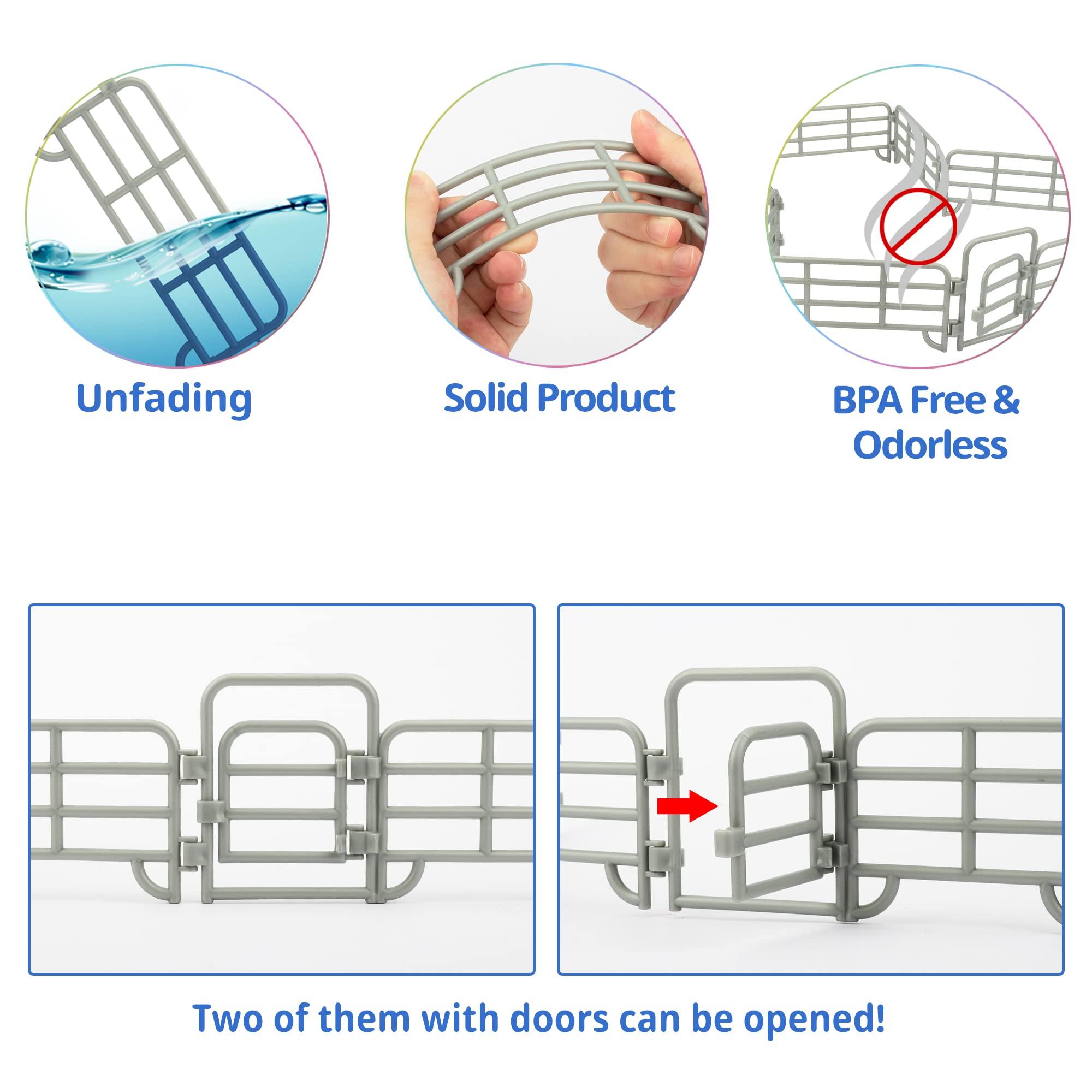 Toymany Toymany 28PCS Realistic Pig Figurines Set with Fence Toys, Plastic Farm Animals and Fencing Panel Accessories Playset, Birthday Christmas Toy Gift for Kids