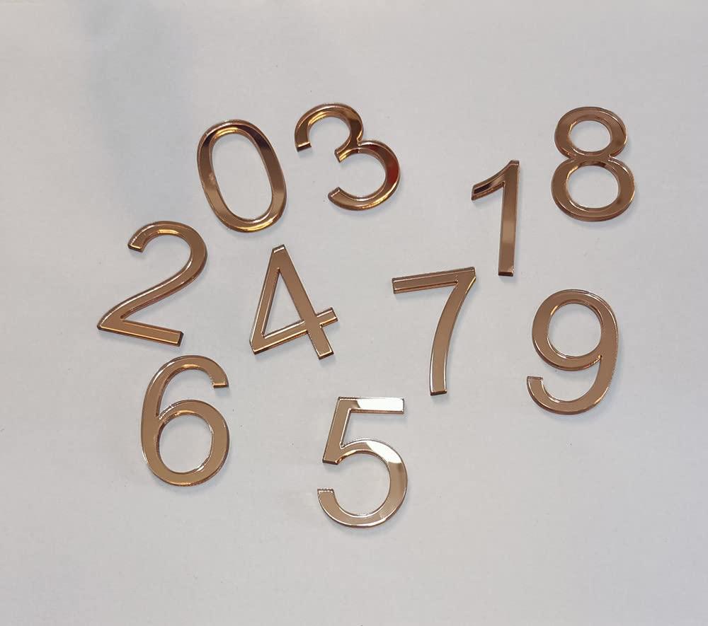 Yuxuanish Rose Gold Mirror Acrylic Numbers 0-9,Wedding Table Numbers,DIY Acrylic Cake topper Numbers
