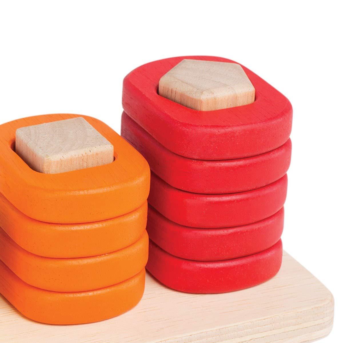 Kaplan Early Learning Company Kaplan Early Learning Toddler Shape Sorter, Stacker, and Geometric Puzzle, Wooden Educational Toy for Fine Motor Development