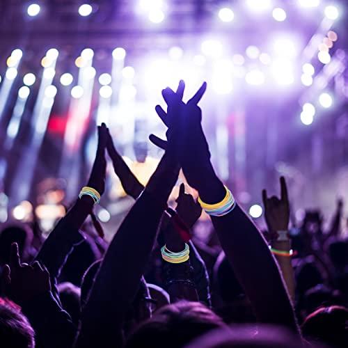 Jolbndcv Jelly Bracelets 100Pcs Glow in Dark Bracelet 80s Colorful Neon Jelly Bracelets Retro Rock Pop Star Rainbow Diva Disco Jelly Neon Gel Stretchable Bracelets Bands