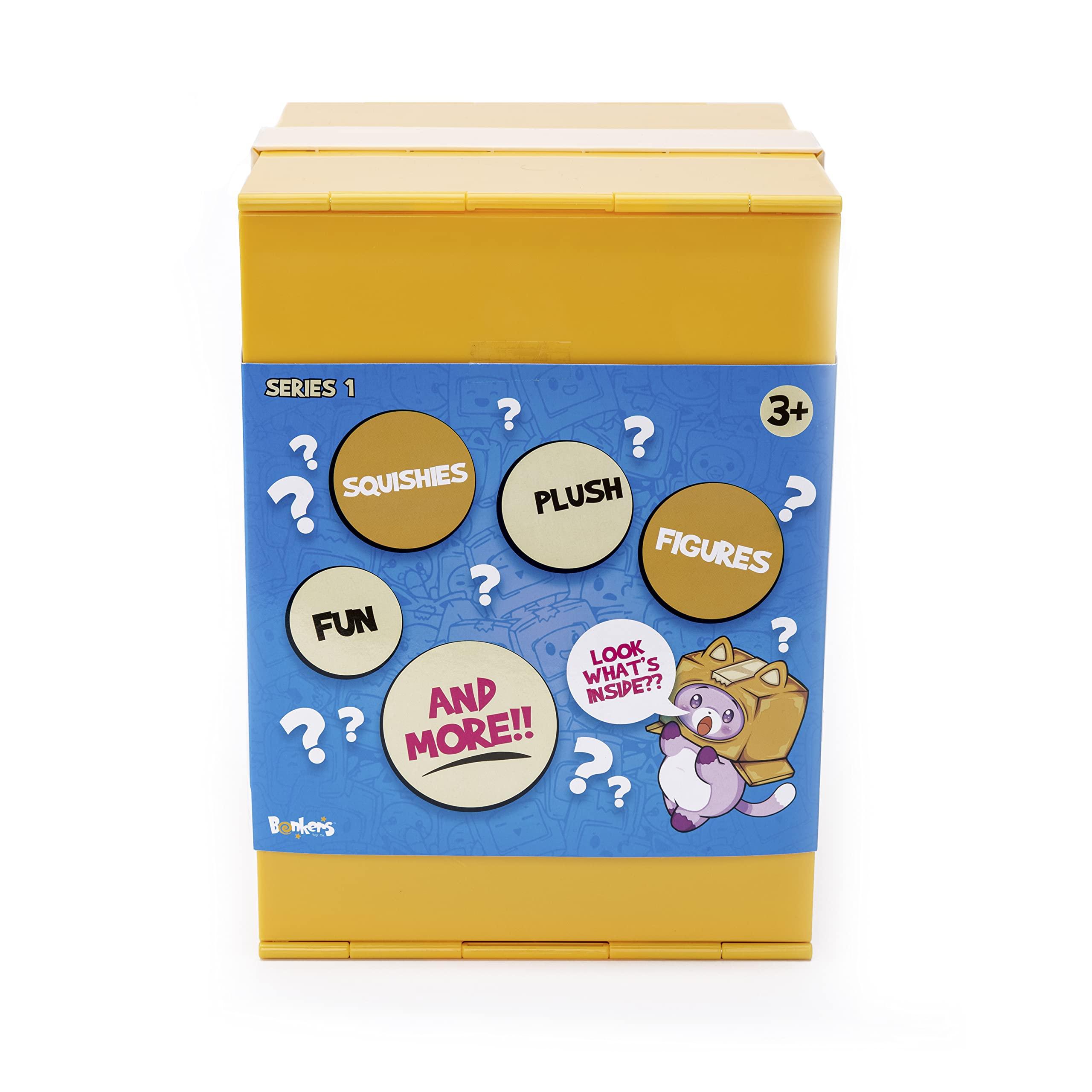 LankyBox LankyBox Giant Mystery Box: Wearable Boxy case, 2 Figures, one 6 Glow-in-The-Dark Plush, a Squishy , pop-it Fidget Toy, Canny with pop-Out Sticky, and 3 Stickers