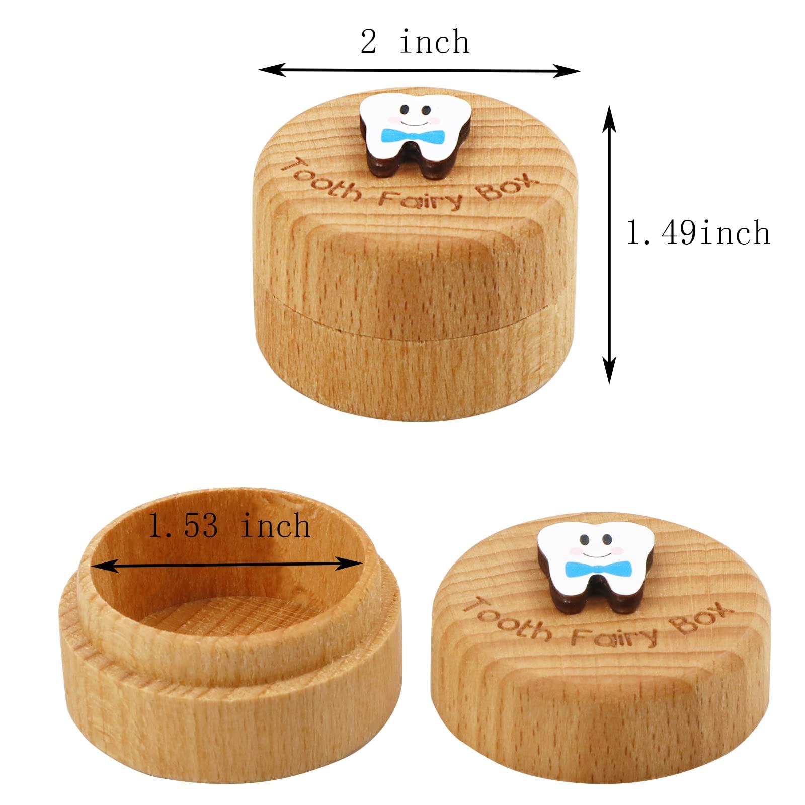 Malihome Malihome Tooth Fairy Box for Girls and Boys Wooden Cute Tooth Box with 3D Tooth, Lost Teeth Storage for Kids, Dropped Tooth Keepsake Box Gift (Blue)