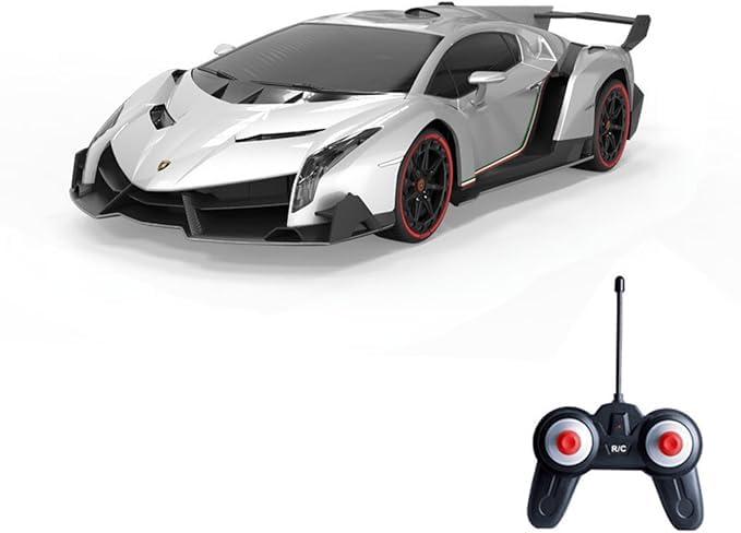 Vinie Vinie Remote Control Car for Boys, RC Cars Lamborghini, 1:24 Scale Officially Licensed Kids Toys, Lambo Veneno Drift Car with Cool Led Lights, 4 5 6 7 8 9 10 11 12 Year Old Boy Birthday Gift (Silver)