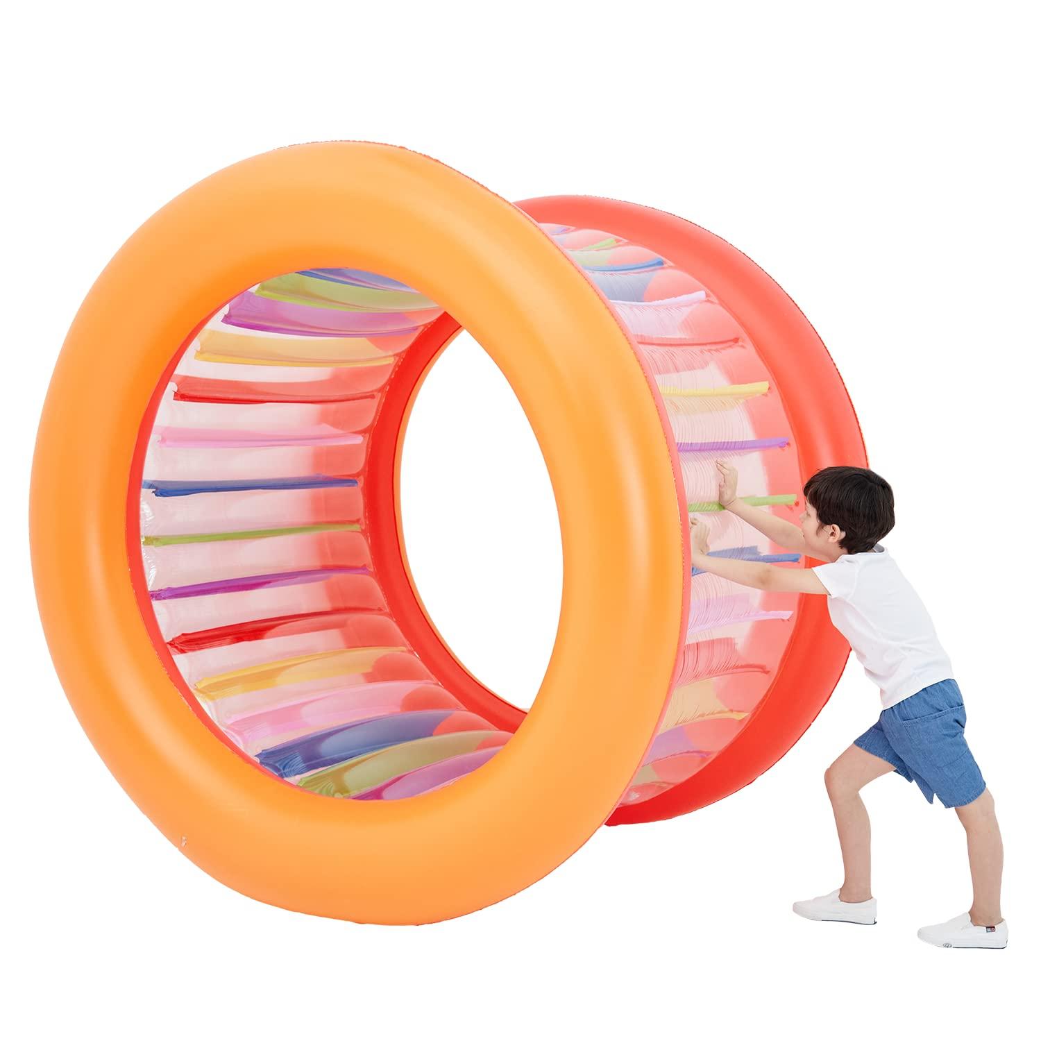 Tzsmat Tzsmat 73\" Diameter Inflatable Giant Colorful Rolling Wheel for Pool Outdoor Backyard Lawn