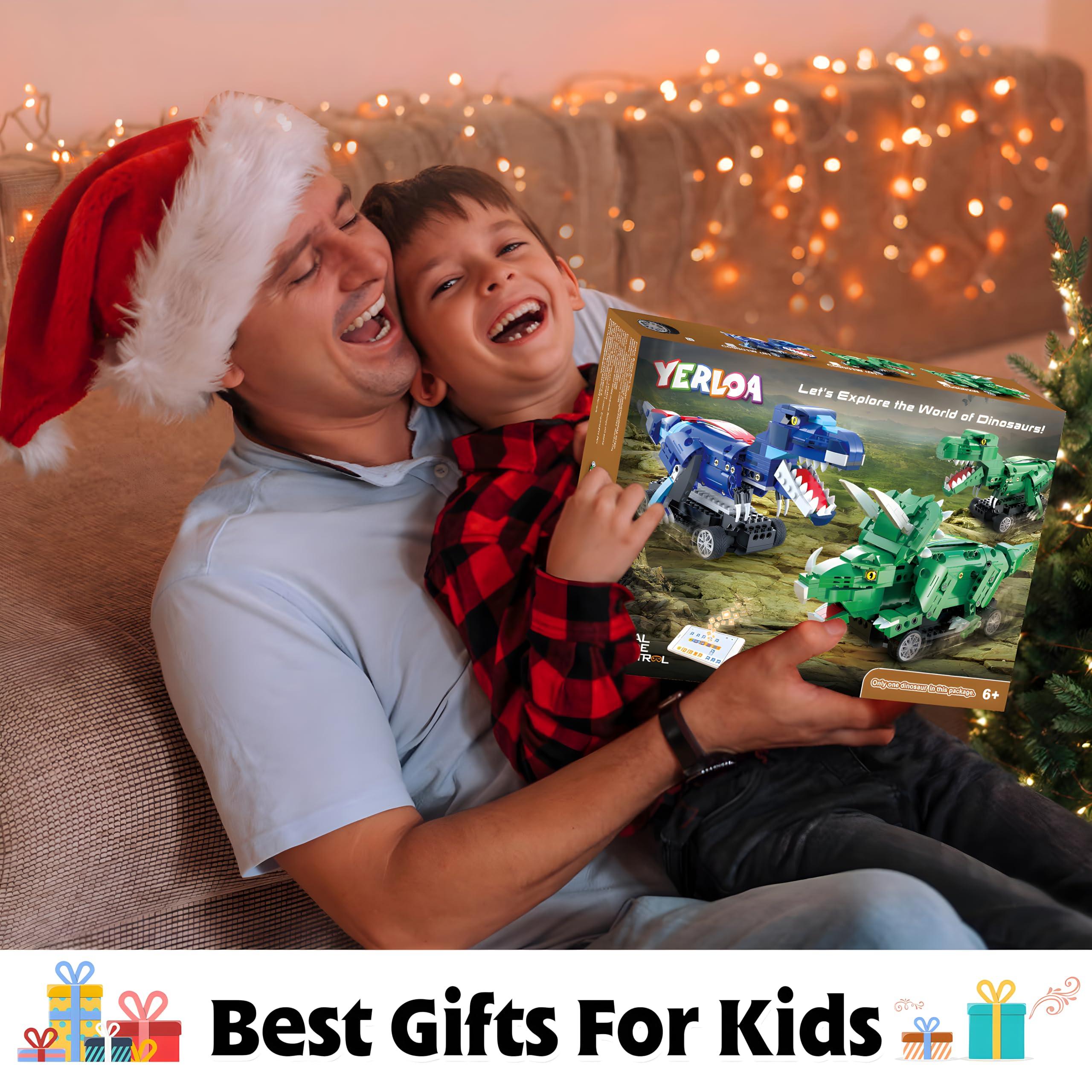 Yerloa Yerloa Dinosaur Toys for Kids 8-12 Jurassic Building Kits for Boys 6 7 8 9 10 11 12 + Year Old 343 Pcs Remote Control STEM Projects Building Toys Blocks Sets Educational Birthday Gift for Kid 5-7 8-12