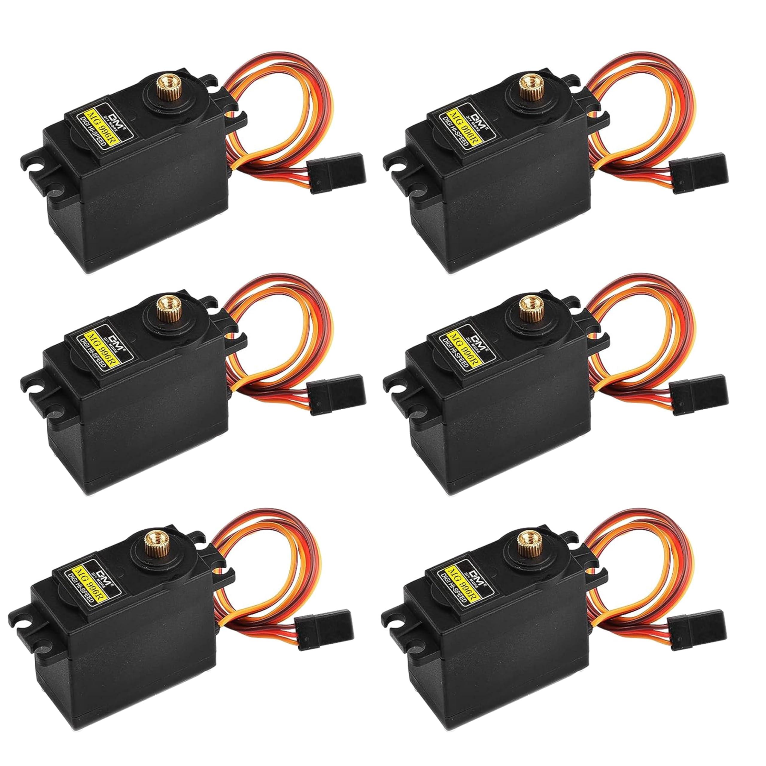 diymore diymore [6-Pack] Servo MG996R Metal Gear Servo Torque Digital Servo Motor High Speed Torque Servo Motor for Smart RC Helicopter Car Boat Robot