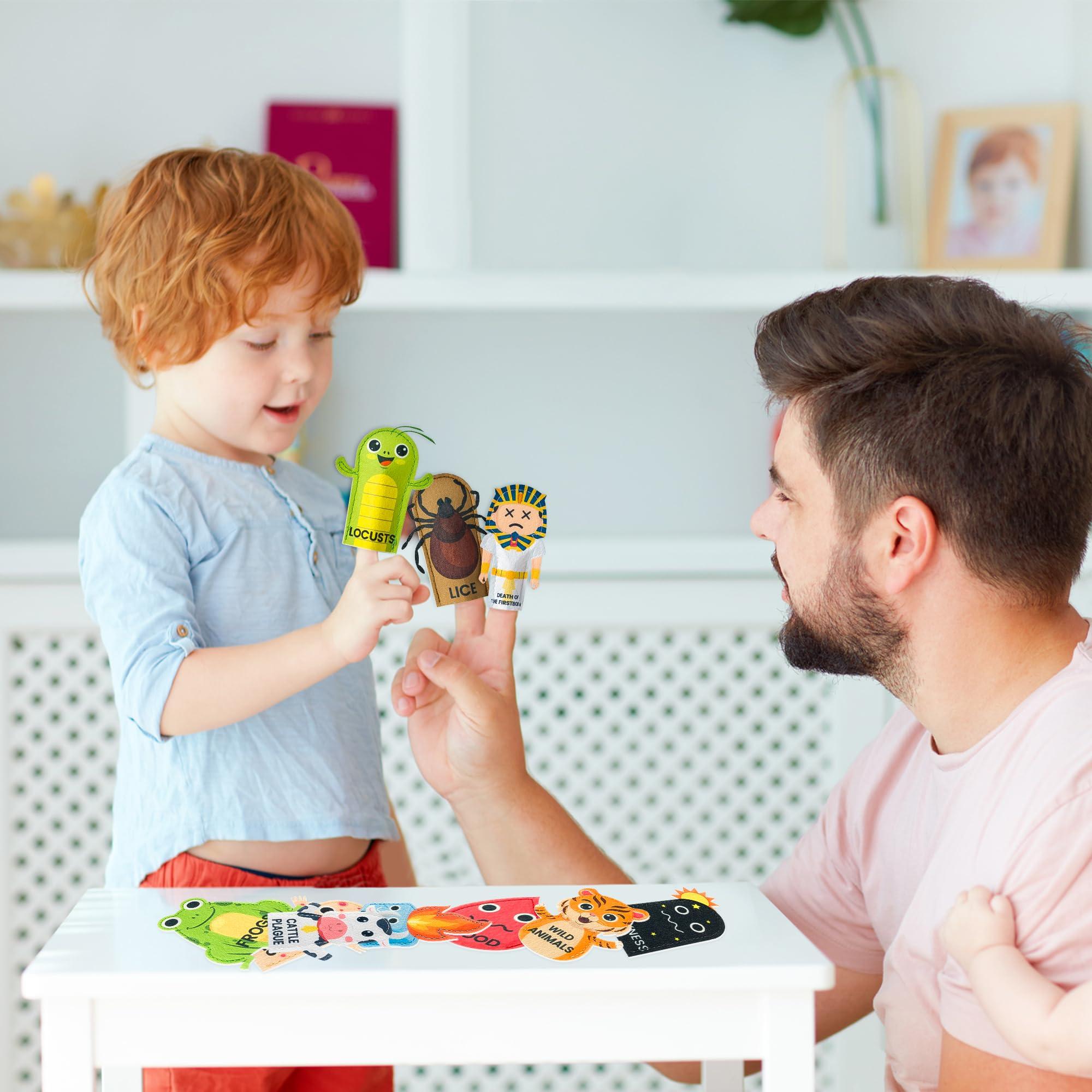 COcnny COcnny Passover Plague Finger Puppets - 30pcs Ten Plagues Felt Finger Puppet Making Kit for Kids, Make Your Own Hand Tosys for Jewish Pesach Seder, Passover Toy Party Supplies (10 Styles)