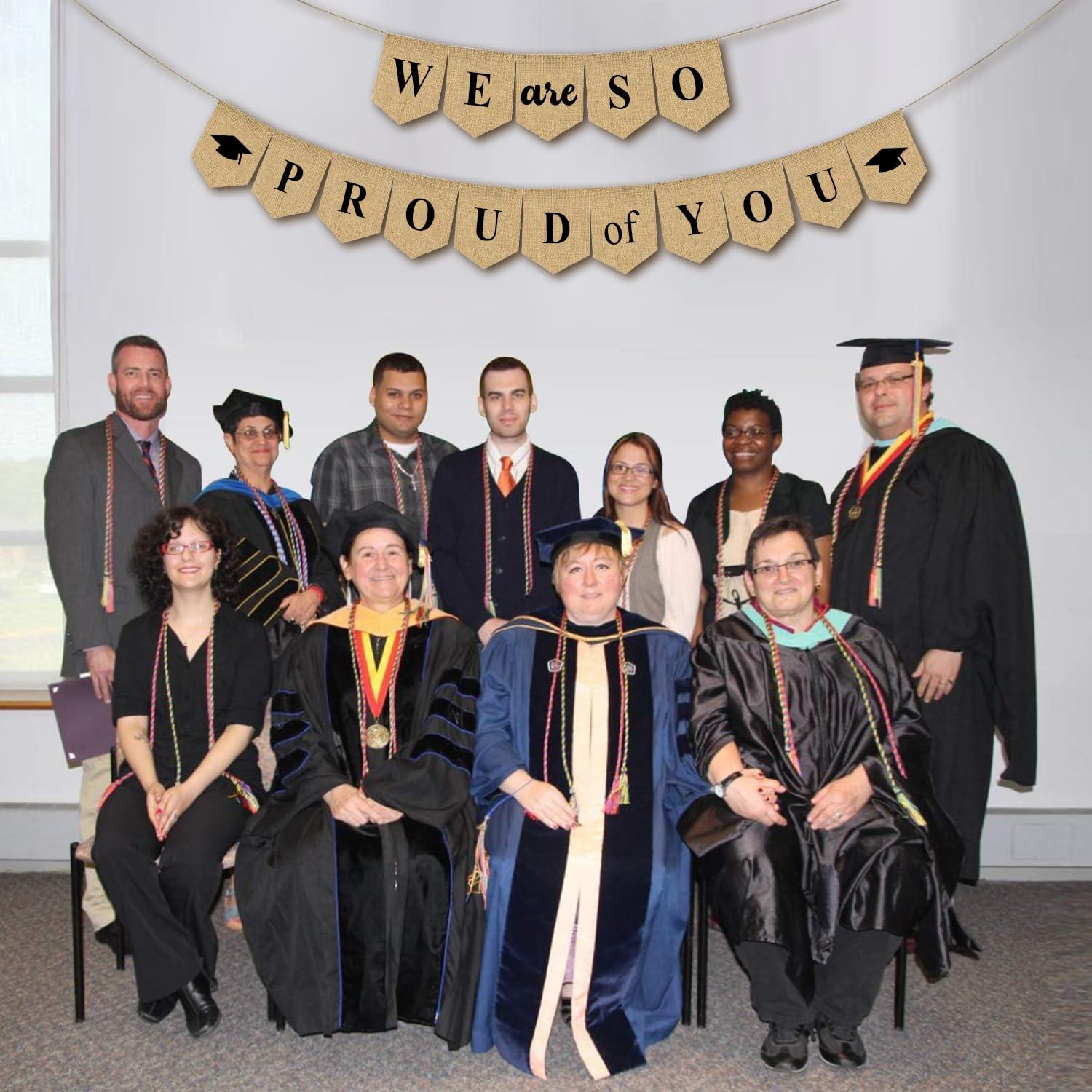 iPartycool iPartycool 16pcs Burlap We are So Proud of You Banner, Rustic Vintage Graduation Banner-No DIY, Congratulations Graduate Banner 2024 for Graduation Party Decorations 2024 Congrats Grad Decorations