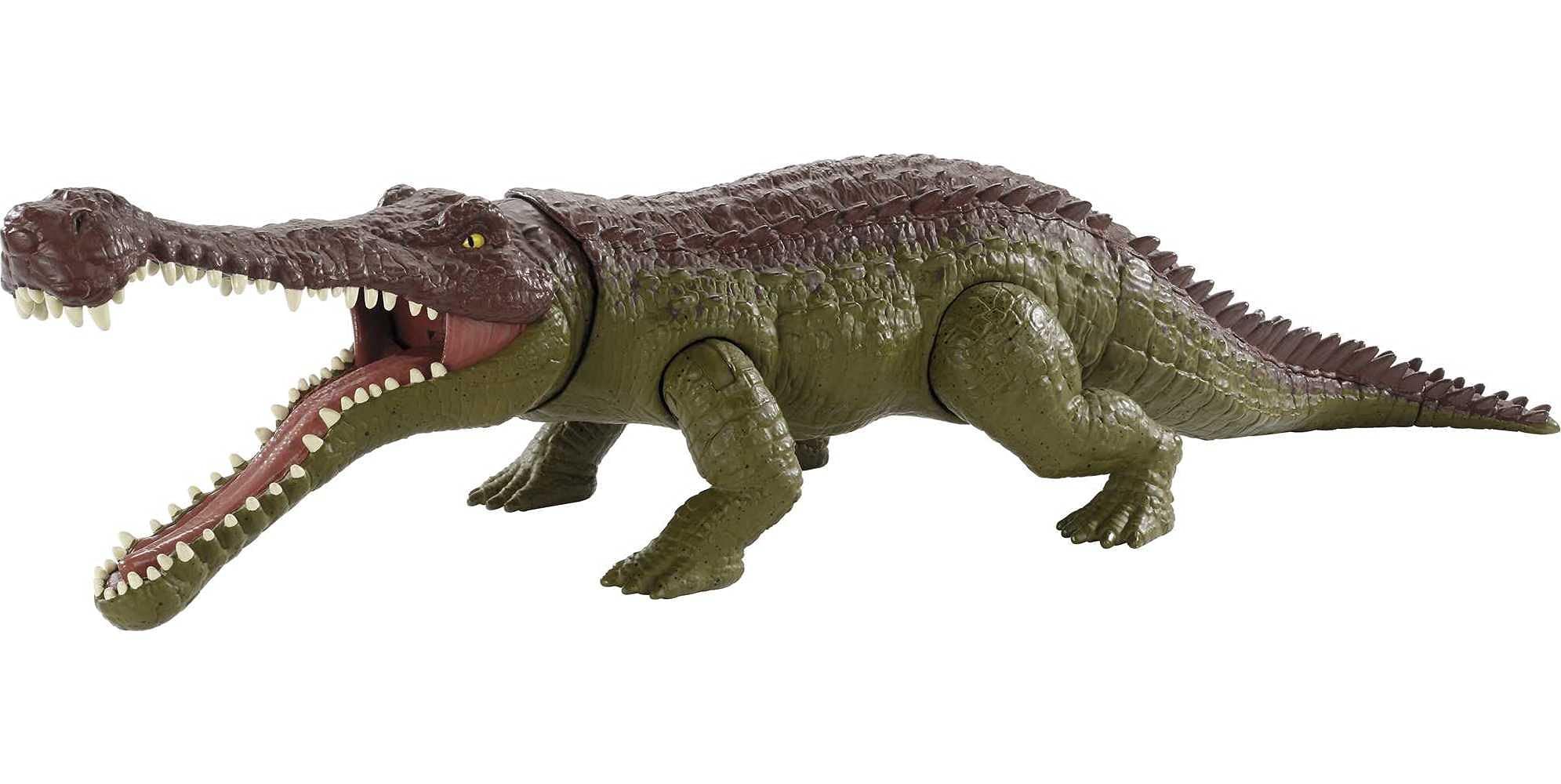 Jurassic World Toys Mattel Jurassic World Massive Biters Sarcosuchus Dinosaur Action Figure Toy, Posable Large Species, Strike & Chomp Motion