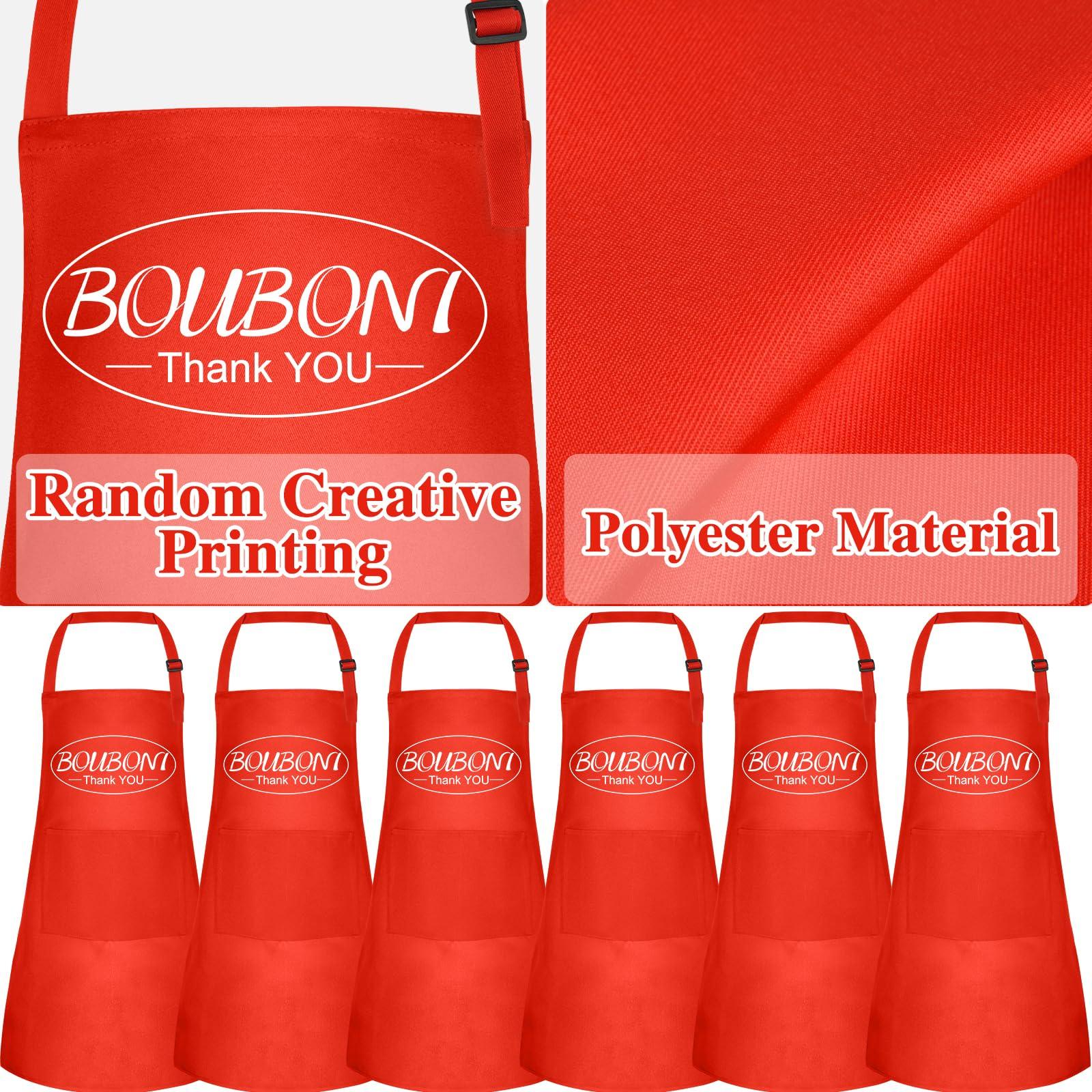 BOUBONI BOUBONI 24 Pack Kids Apron Bulk with 2 Pockets Adjustable Chef Art Apron Kids Painting Aprons for Cooking Baking Painting Crafting Grilling ActivityRed