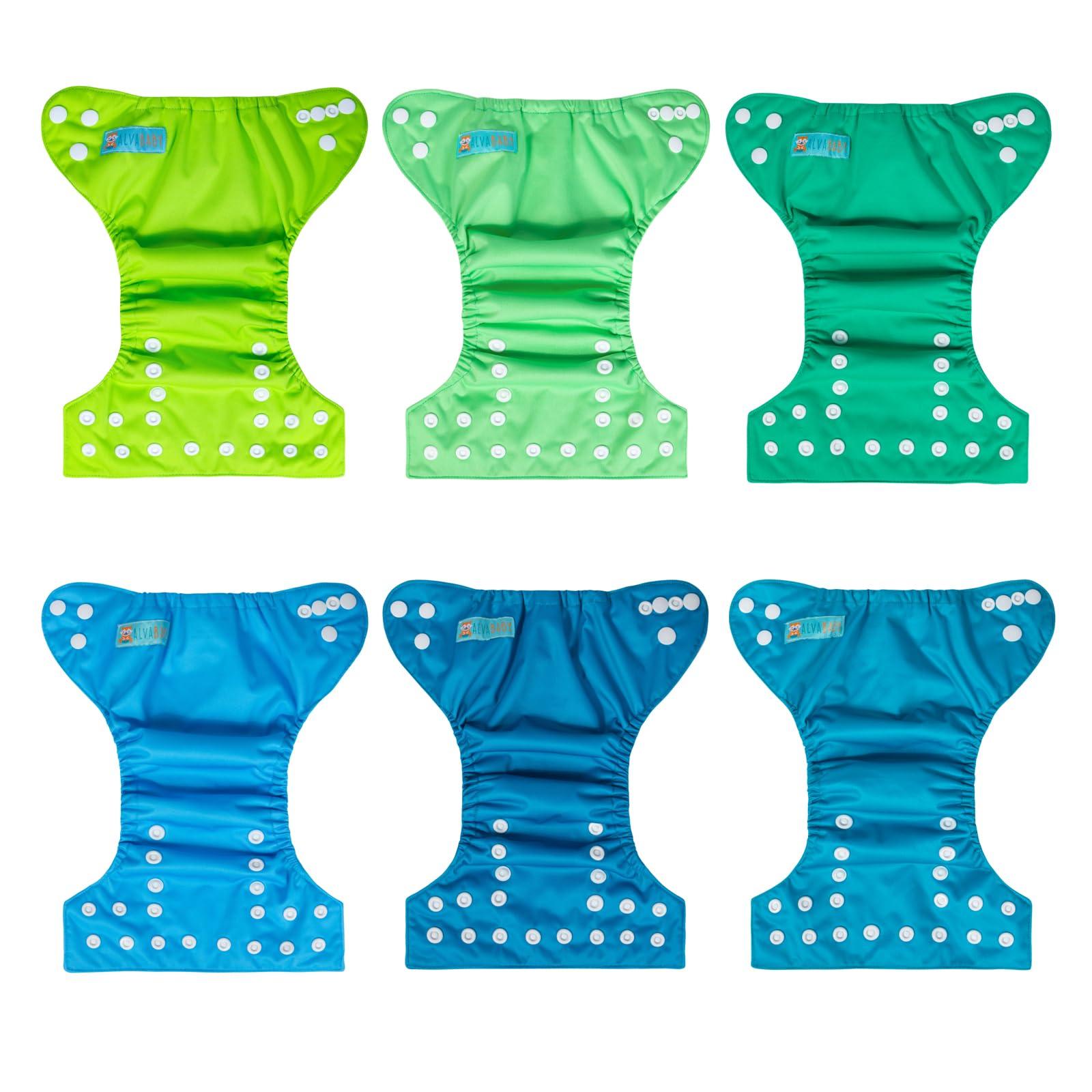 ALVABABY ALVABABY Newborn Cloth Diapers,Reusable Cloth Diaper for Preemie,6pcs Diaper Covers with 12 Newborn Diaper Inserts, Less Than 12pounds Baby
