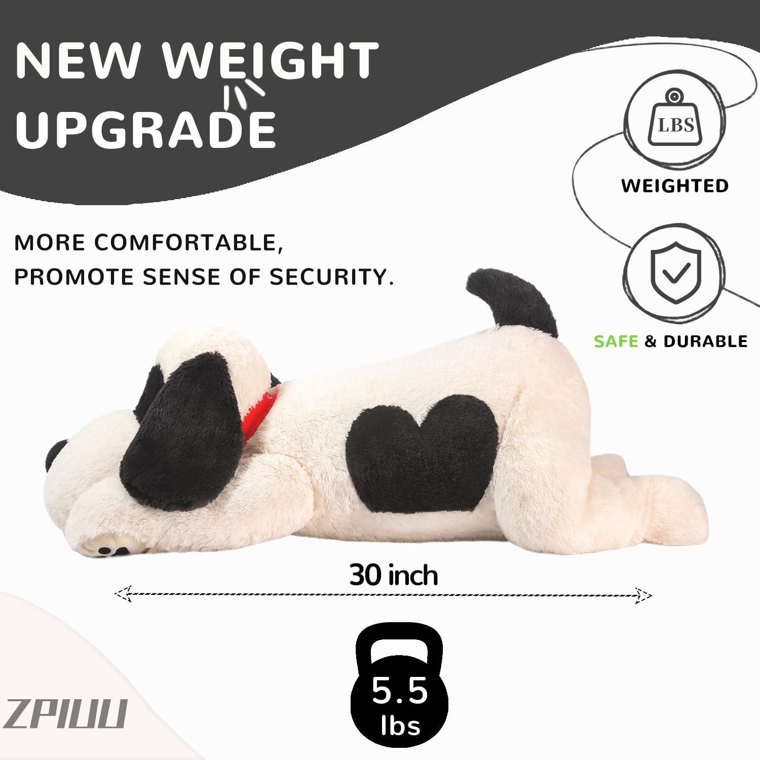 ZPIUU ZPIUU Dog Weighted Stuffed Animals,30 Inch 5.5 lbs Weighted Plush Animals,Giant Puppy Plush Pillow Toy, Gifts for Kids, Boys and Girls Adults (30\" 5.5lbs)