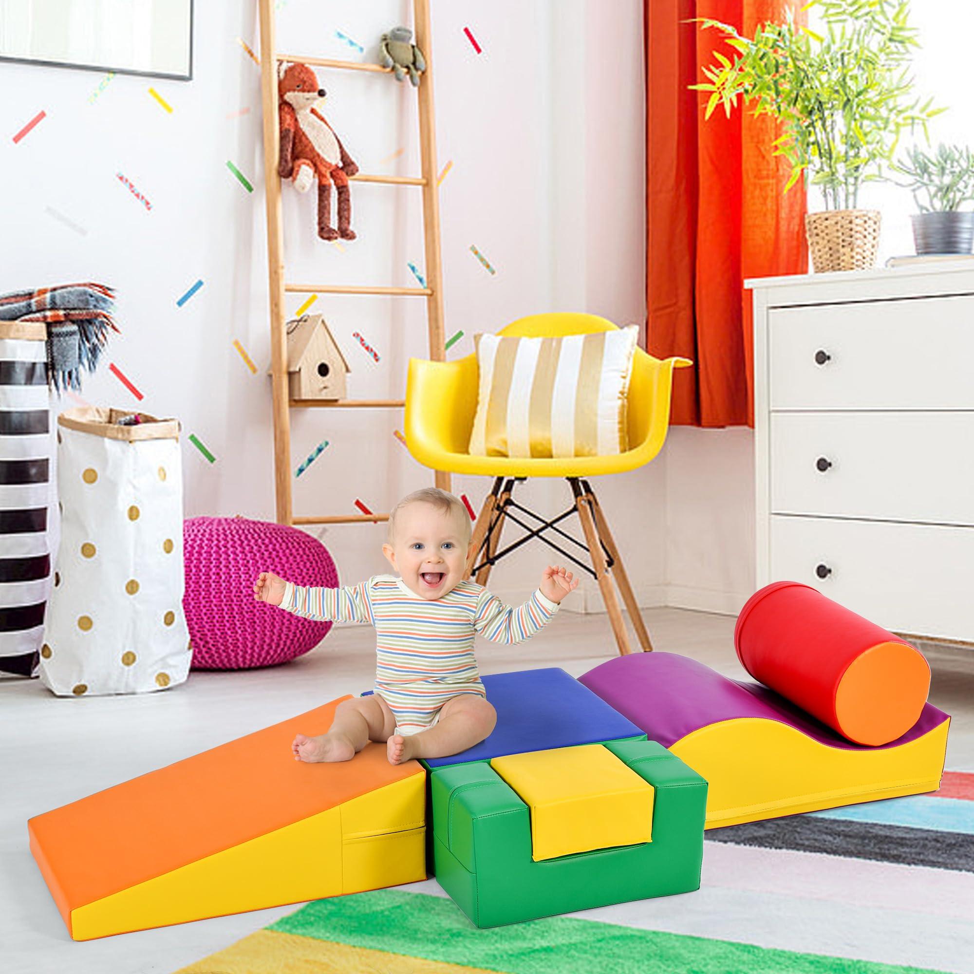 Fulvari Fulvari Soft Climbing Toys for Toddlers, 6 in 1 Colorful Indoor Climb and Crawl Activity Playset,Soft Foam Indoor Active Playset for Stacking Crawling and Sliding at Home