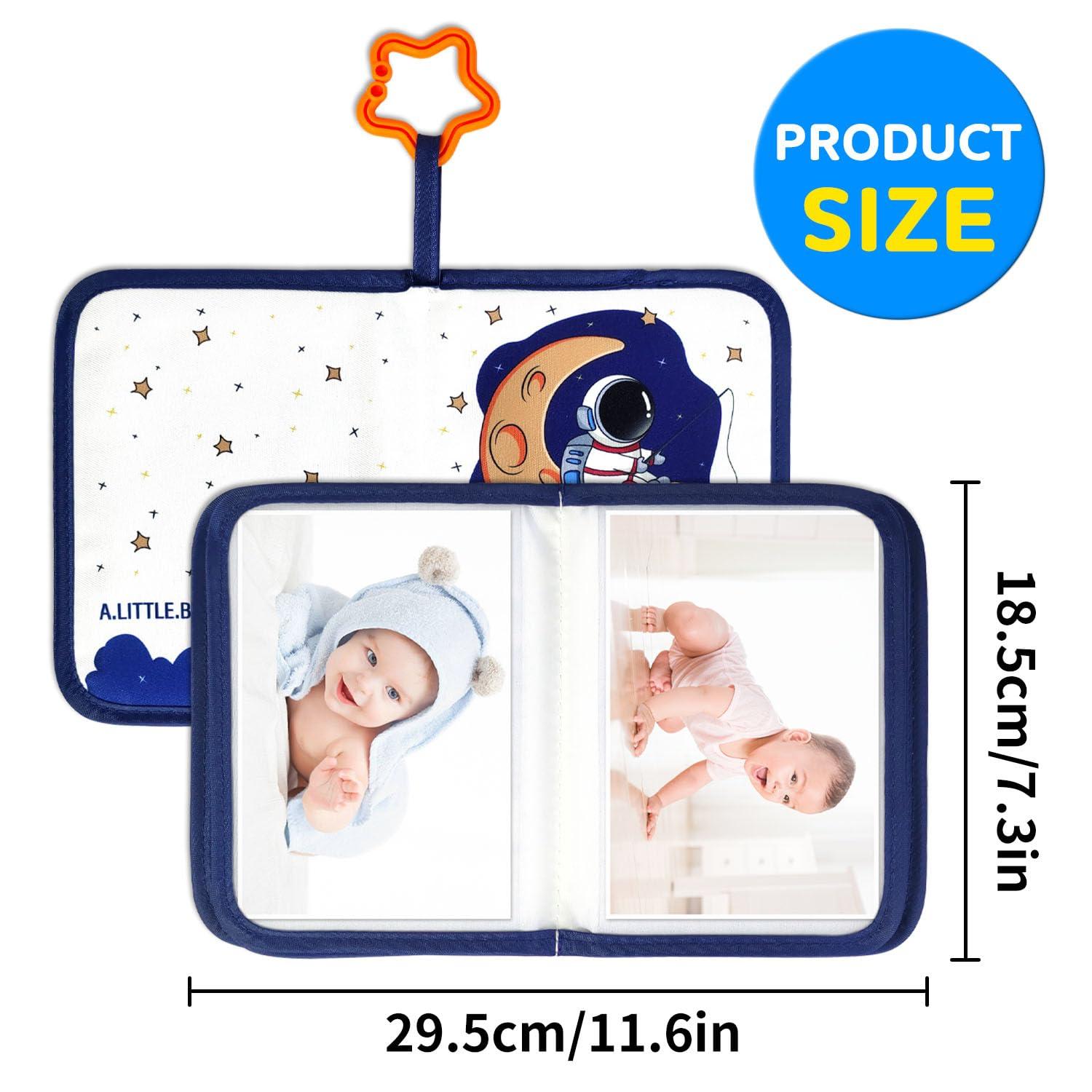 Mewise Baby's First Photo Book, First Year Baby Memory Book,Personalized Fabric Photo Album,Family Photo Album,My First Baby Photo Album 4x6 (Astronaut)