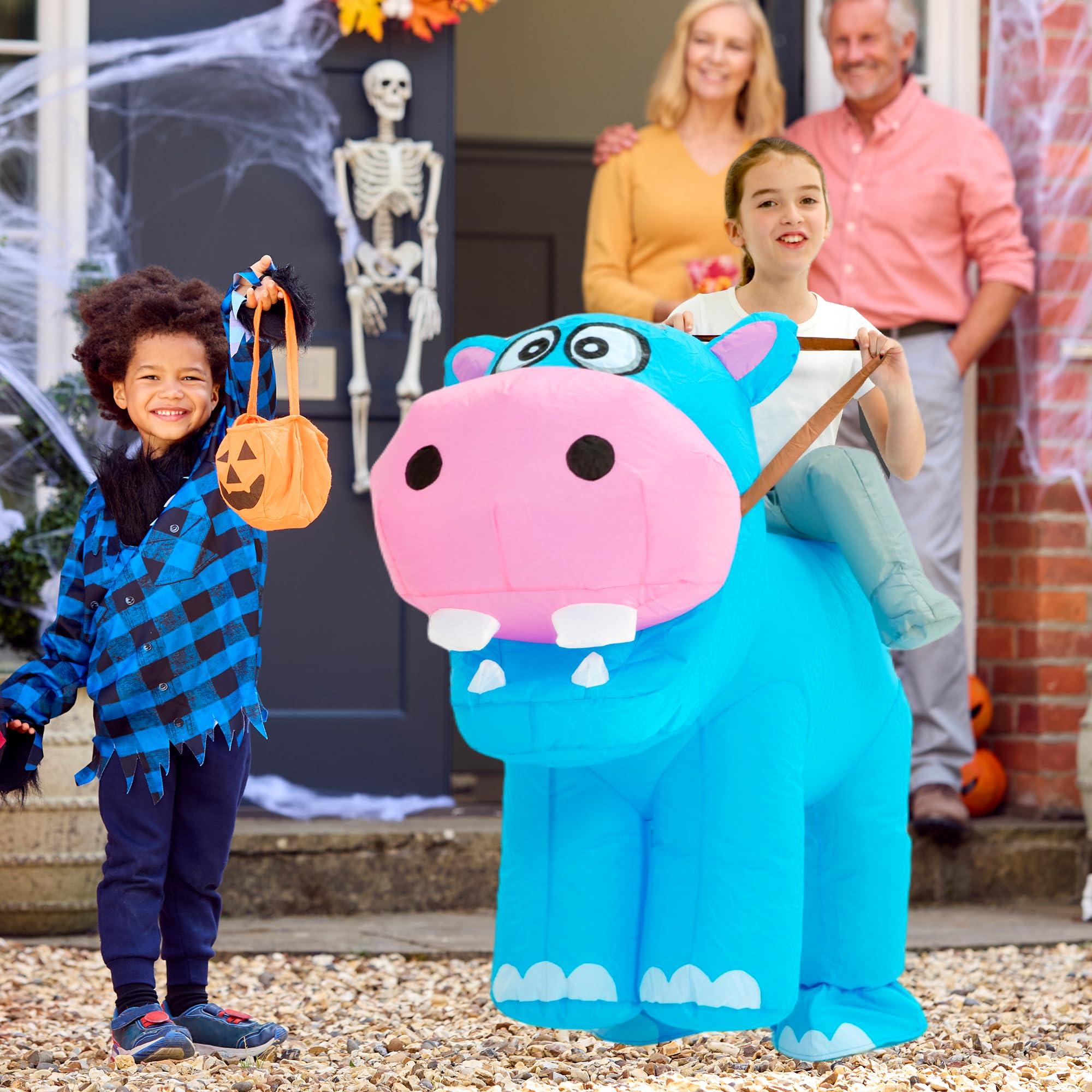 One Casa One Casa Blow Up Party Costume,Inflatable Costumes for Kids,Riding Hippo Costume,Halloween Costumes for Girls Boys (4-6YRS)