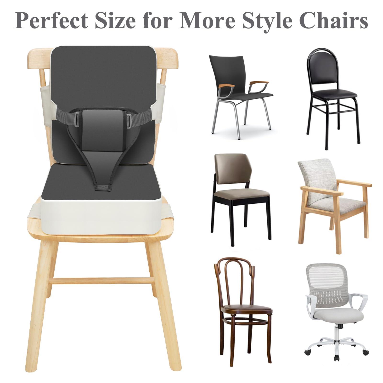 TOTIDYH TOTIDYH Toddler Booster Seat for Dining Table, Non-Slip Kitchen Chair Booster Seat with Backrest and Adjustable Straps, Portable PU Waterproof Travel Baby Booster Seat Increasing Cushion